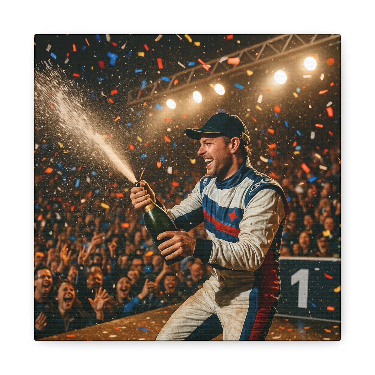 Victory Celebration Canvas Print β Motorsport Champion Podium Art | Racing Glory Wall Decor - BTS Canvas
