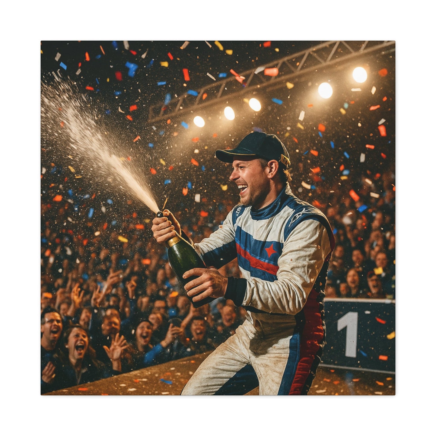 Victory Celebration Canvas Print β Motorsport Champion Podium Art | Racing Glory Wall Decor - BTS Canvas