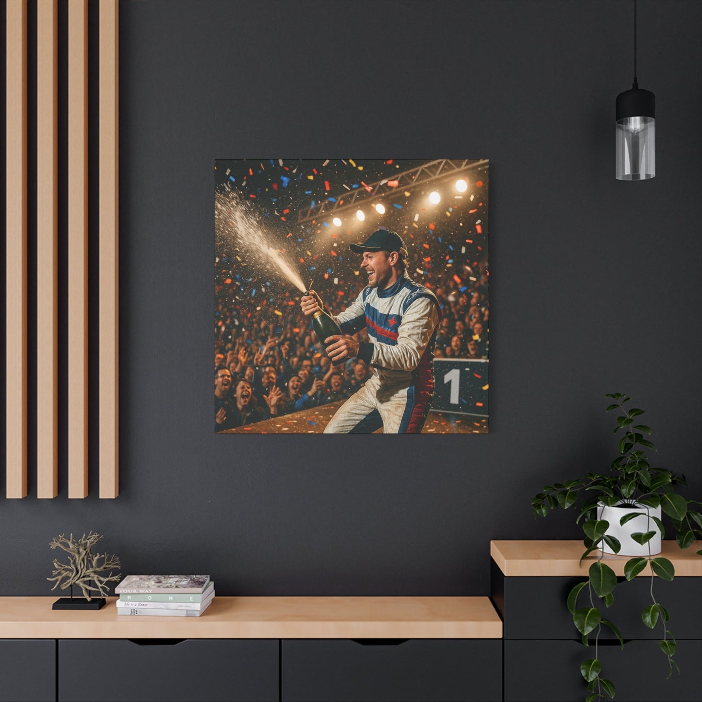 Victory Celebration Canvas Print β Motorsport Champion Podium Art | Racing Glory Wall Decor - BTS Canvas