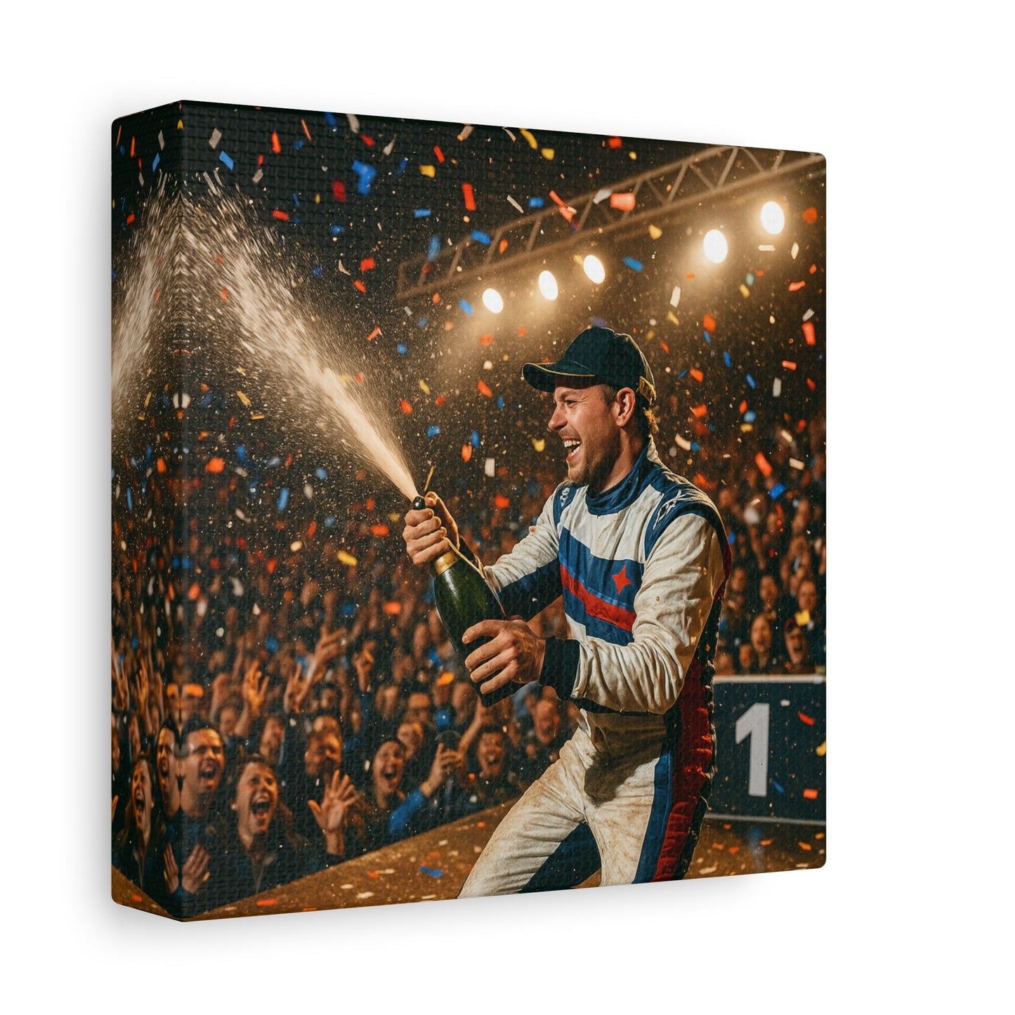 Victory Celebration Canvas Print β Motorsport Champion Podium Art | Racing Glory Wall Decor - BTS Canvas