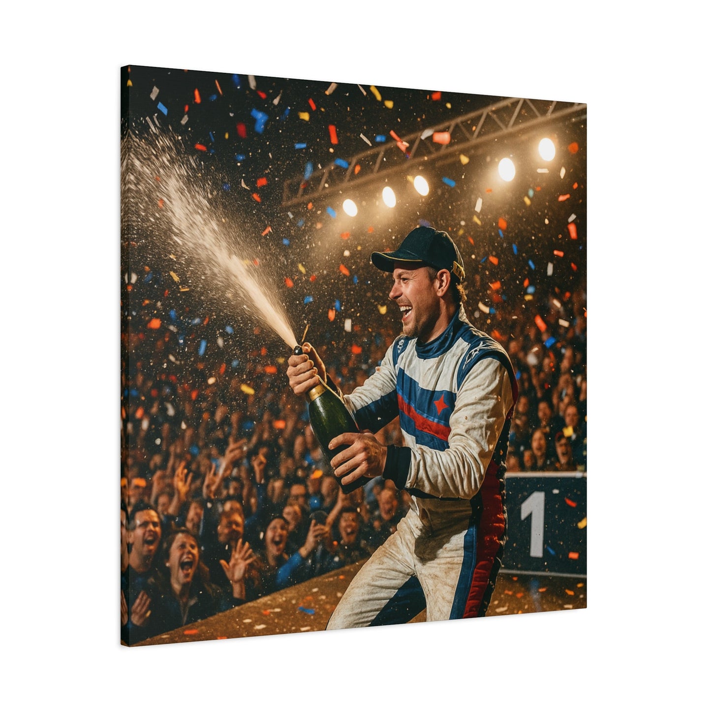 Victory Celebration Canvas Print β Motorsport Champion Podium Art | Racing Glory Wall Decor - BTS Canvas