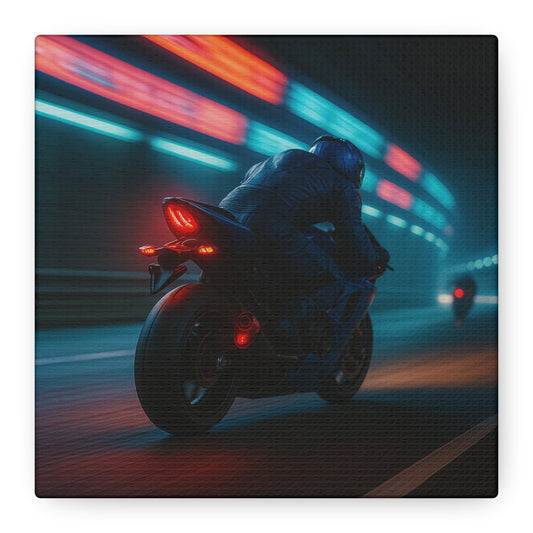 🌌 Tunnel Rush – Urban Speed Motorcycle Canvas Print | Velocity, Lights & City Pulse