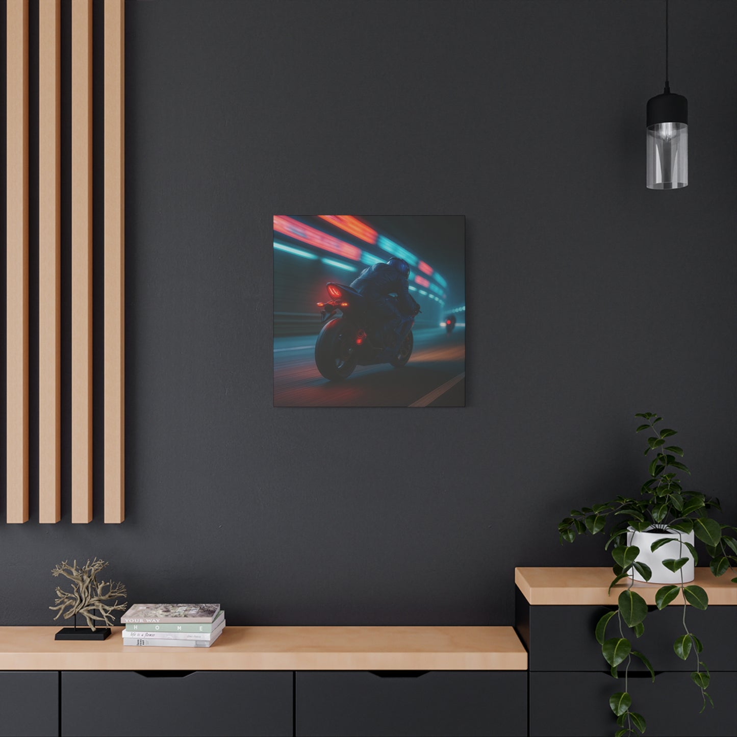 🌌 Tunnel Rush – Urban Speed Motorcycle Canvas Print | Velocity, Lights & City Pulse