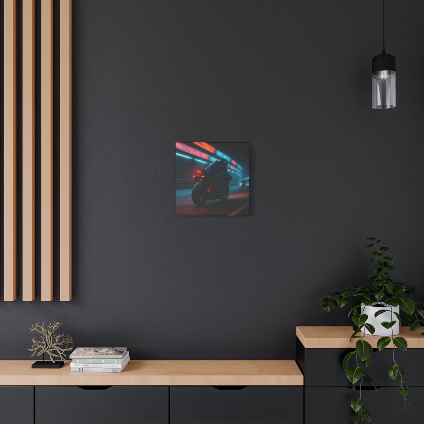 🌌 Tunnel Rush – Urban Speed Motorcycle Canvas Print | Velocity, Lights & City Pulse