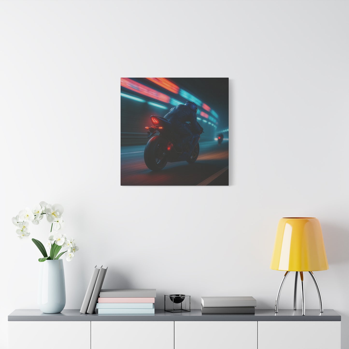 🌌 Tunnel Rush – Urban Speed Motorcycle Canvas Print | Velocity, Lights & City Pulse