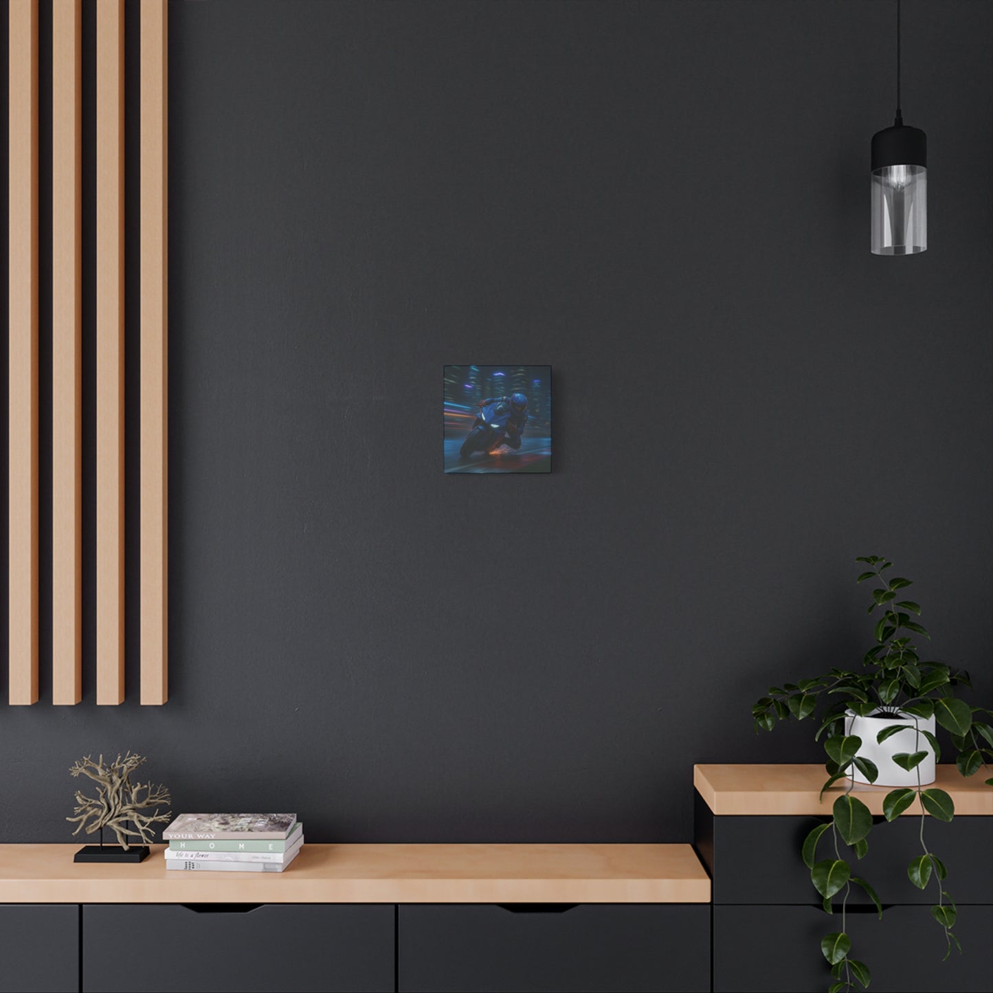 🌆 City Sparks – Futuristic Motorcycle Canvas Print | Neon Speed & Urban Energy Wall Art