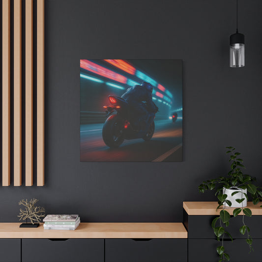 🌌 Tunnel Rush – Urban Speed Motorcycle Canvas Print | Velocity, Lights & City Pulse