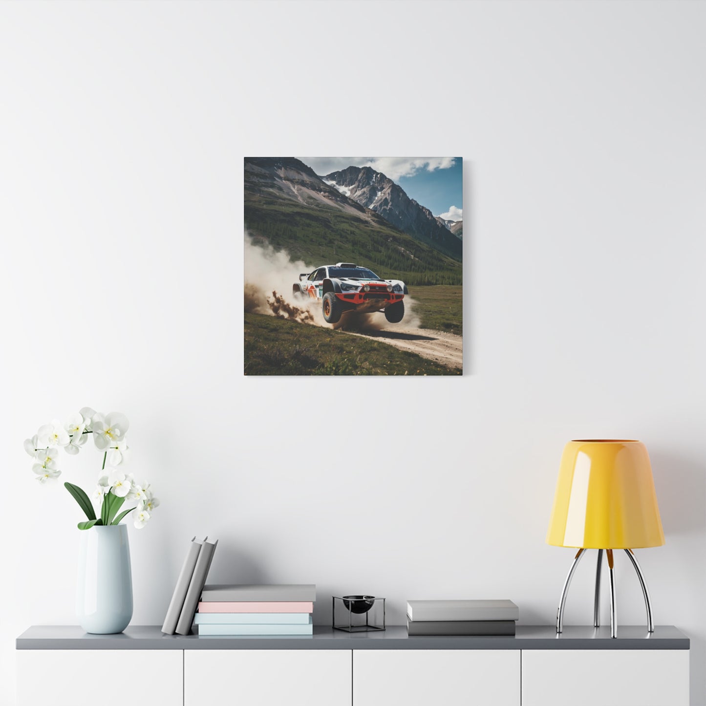 Alpine Ascent Canvas Print – Rally Raid Off-Road Racing Art | Mountain Jump Wall Decor