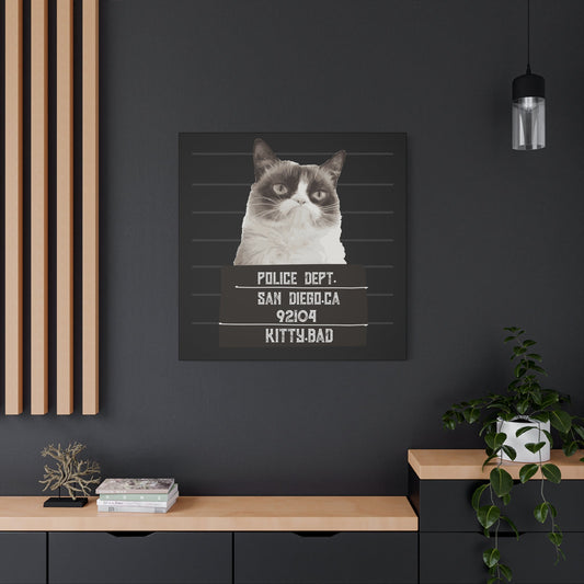 Bad Kitty Mugshot Canvas – San Diego’s Sassiest Outlaw - BTS Canvas