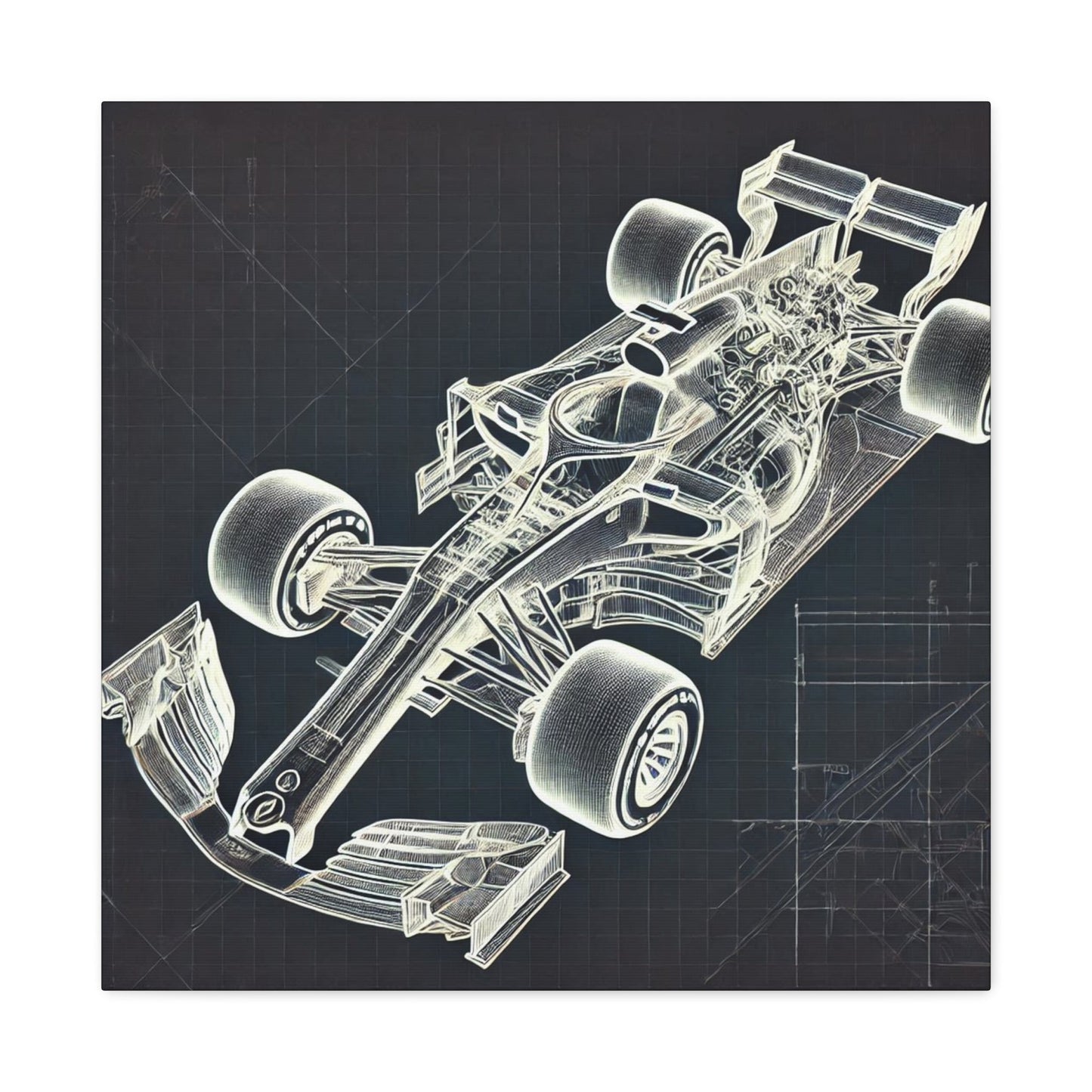 🏁 Blueprint Racer Canvas Print – Formula 1 Engineering Art | Motorsport Wall Decor - BTS Canvas