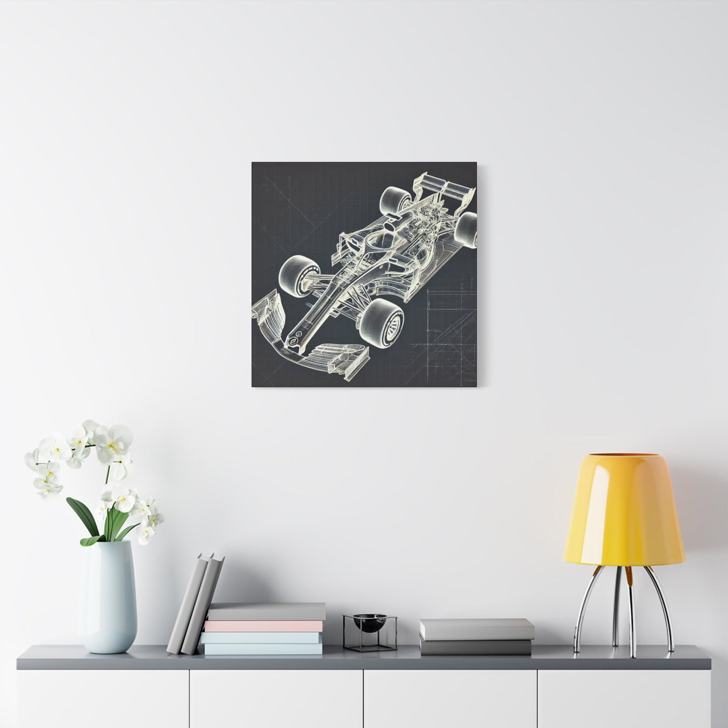 🏁 Blueprint Racer Canvas Print – Formula 1 Engineering Art | Motorsport Wall Decor - BTS Canvas
