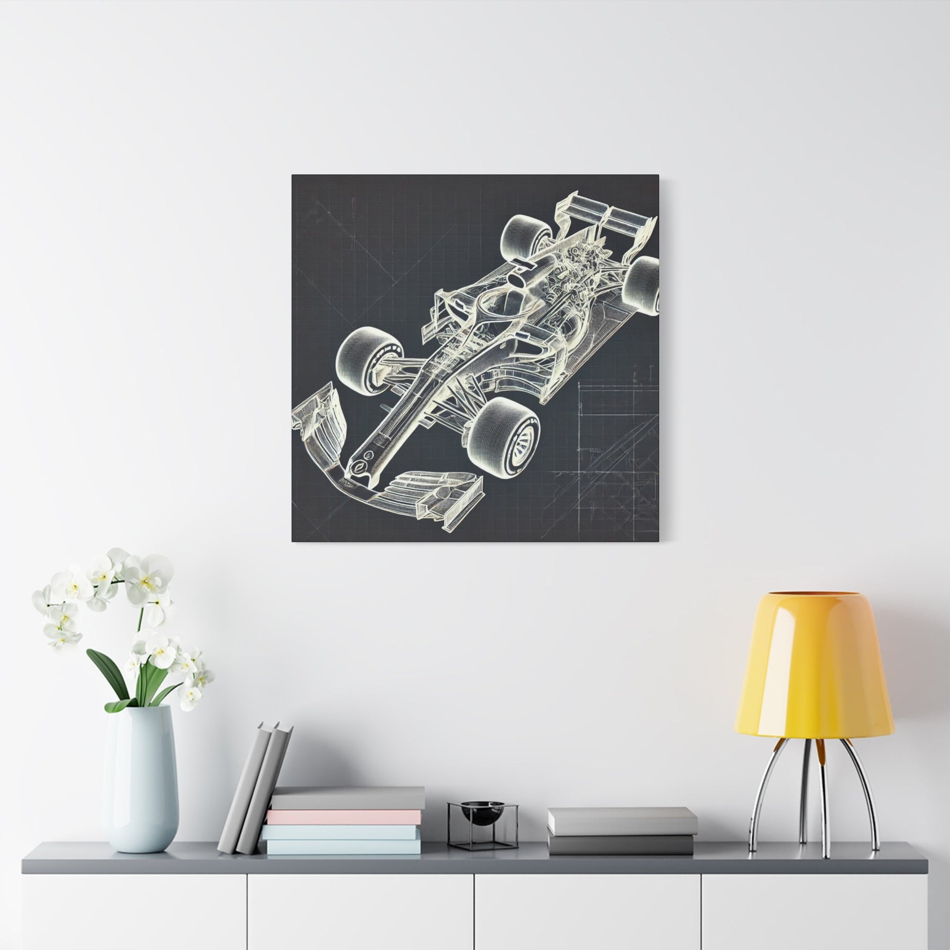 🏁 Blueprint Racer Canvas Print – Formula 1 Engineering Art | Motorsport Wall Decor - BTS Canvas