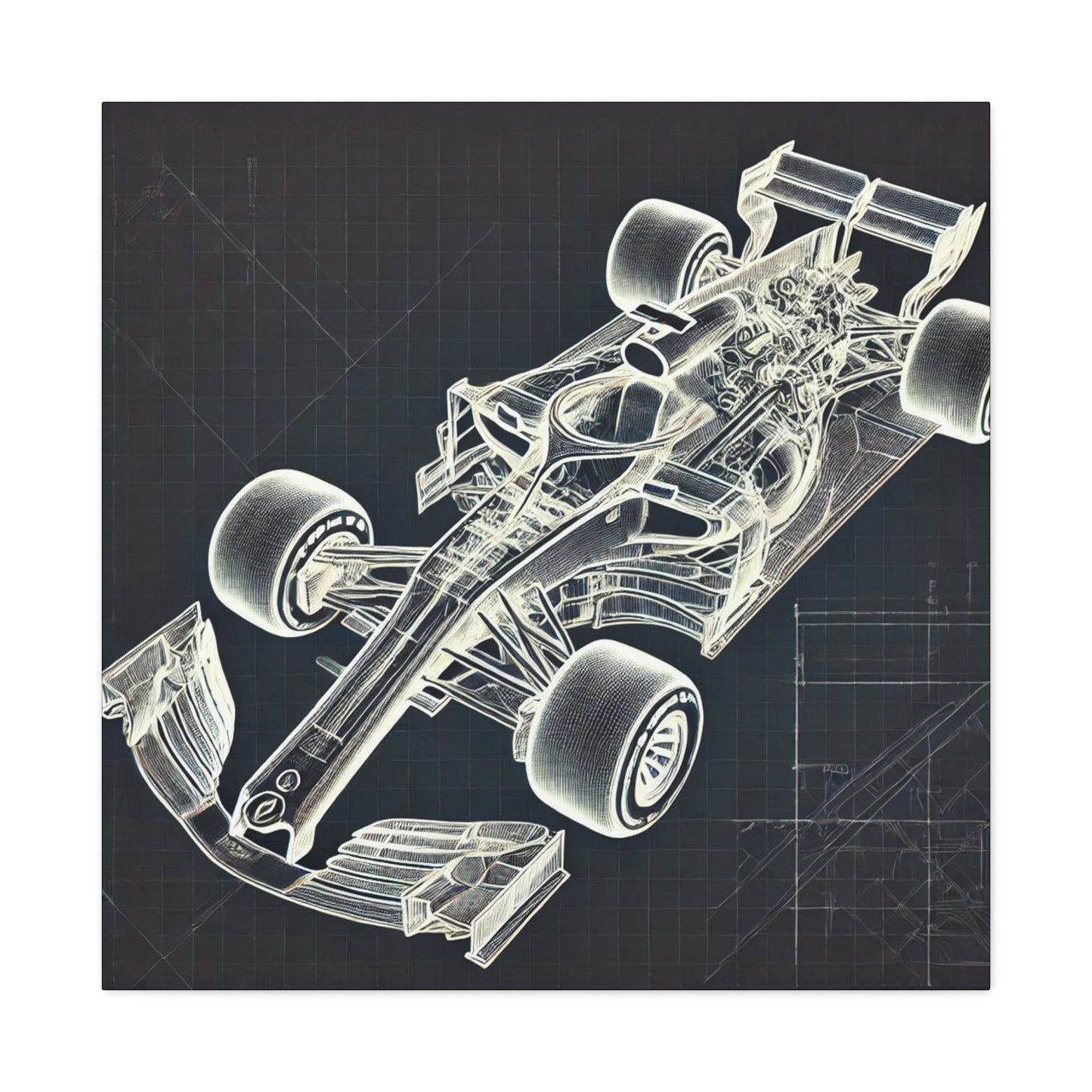 🏁 Blueprint Racer Canvas Print – Formula 1 Engineering Art | Motorsport Wall Decor - BTS Canvas