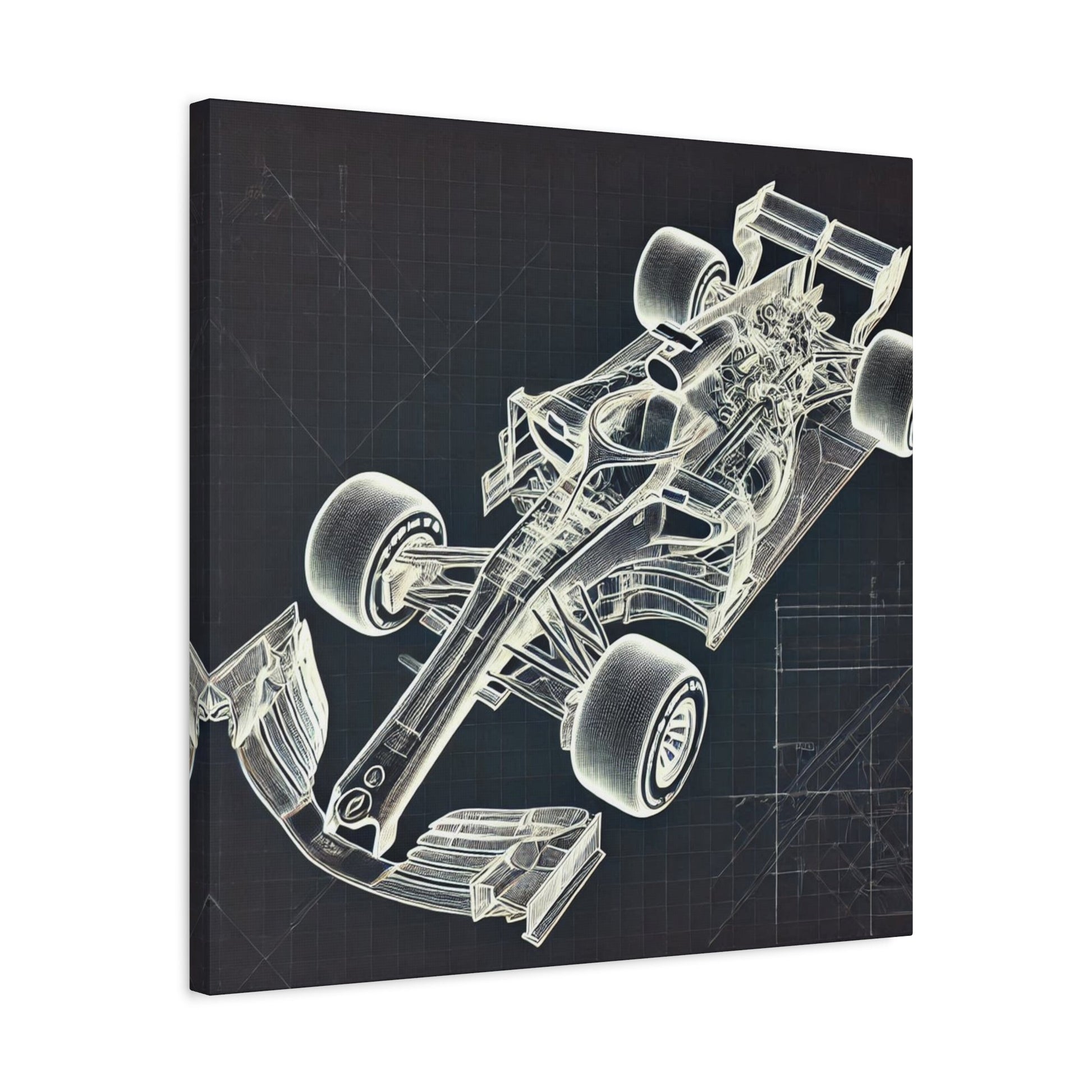 🏁 Blueprint Racer Canvas Print – Formula 1 Engineering Art | Motorsport Wall Decor - BTS Canvas