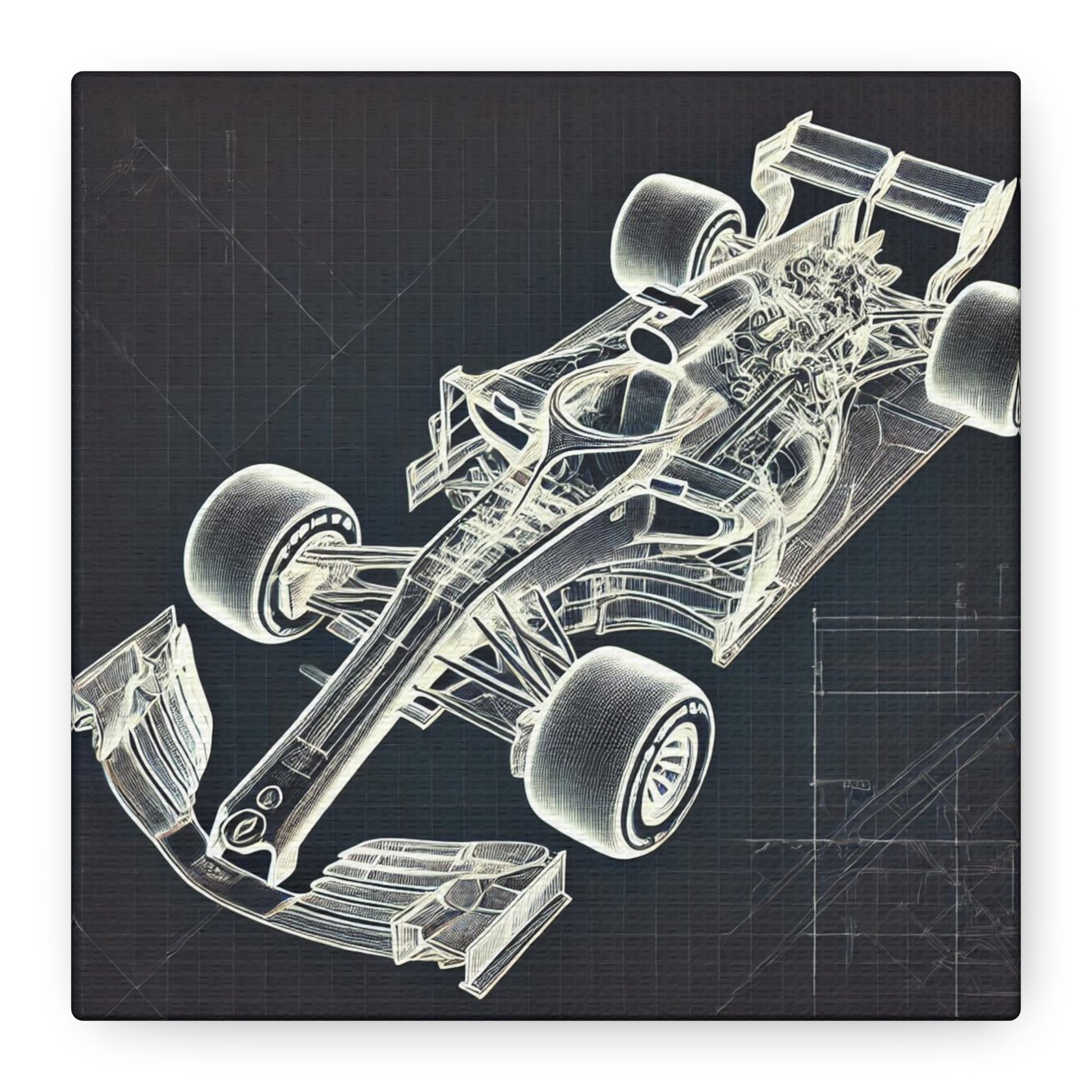 🏁 Blueprint Racer Canvas Print – Formula 1 Engineering Art | Motorsport Wall Decor - BTS Canvas