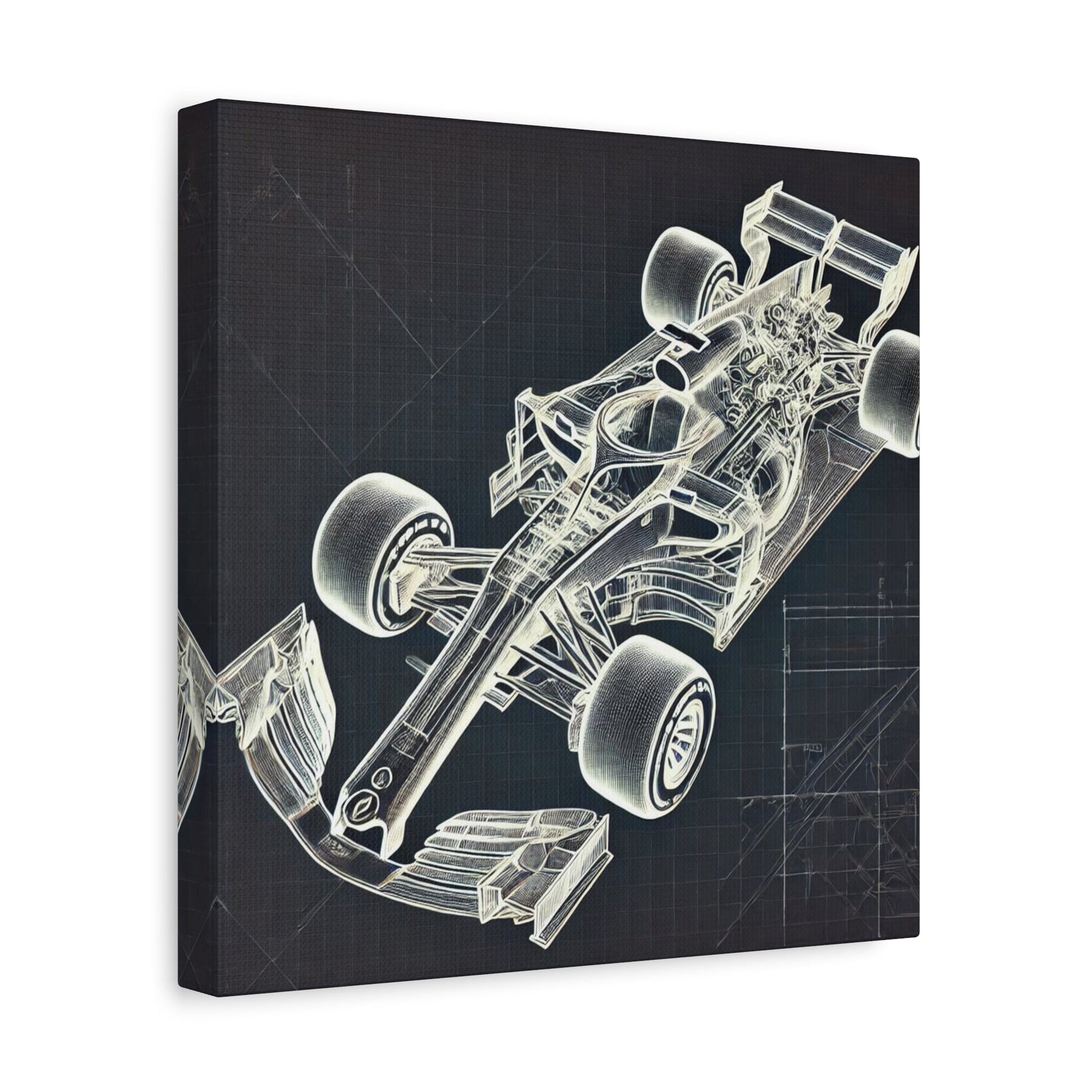 🏁 Blueprint Racer Canvas Print – Formula 1 Engineering Art | Motorsport Wall Decor - BTS Canvas