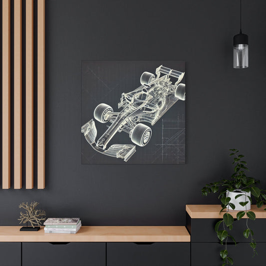 🏁 Blueprint Racer Canvas Print – Formula 1 Engineering Art | Motorsport Wall Decor - BTS Canvas