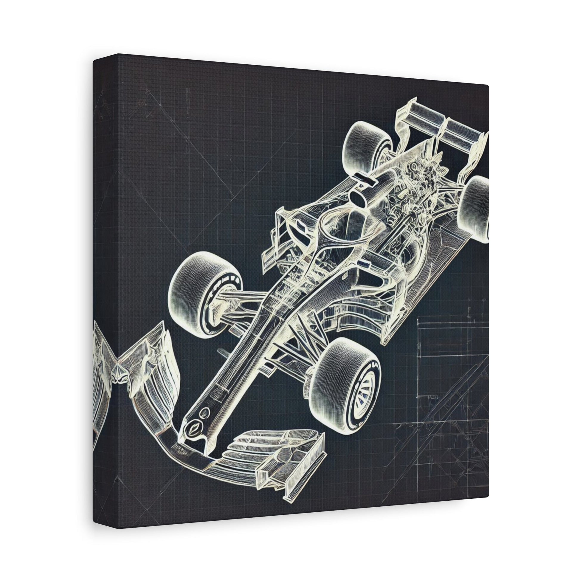 🏁 Blueprint Racer Canvas Print – Formula 1 Engineering Art | Motorsport Wall Decor - BTS Canvas