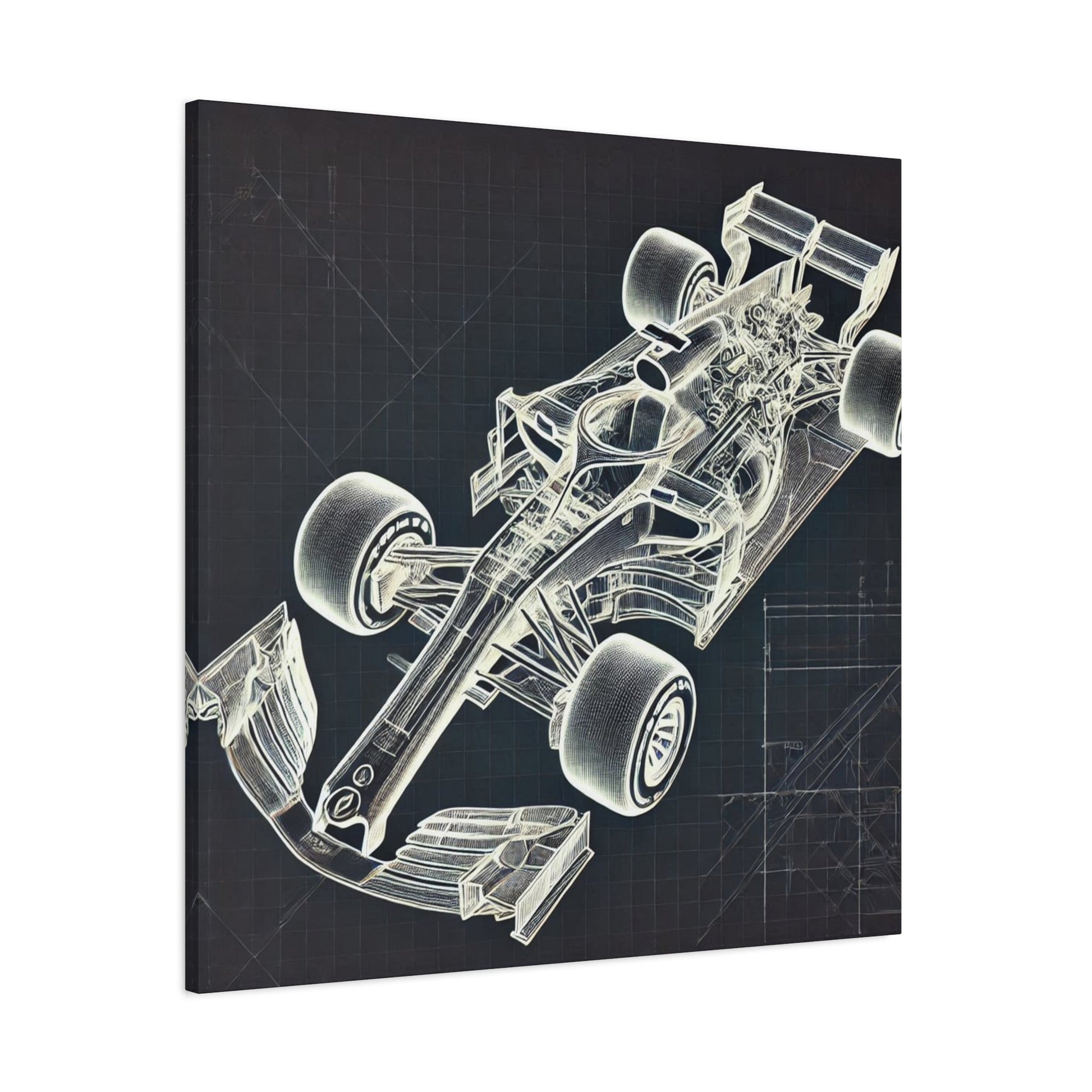 🏁 Blueprint Racer Canvas Print – Formula 1 Engineering Art | Motorsport Wall Decor - BTS Canvas