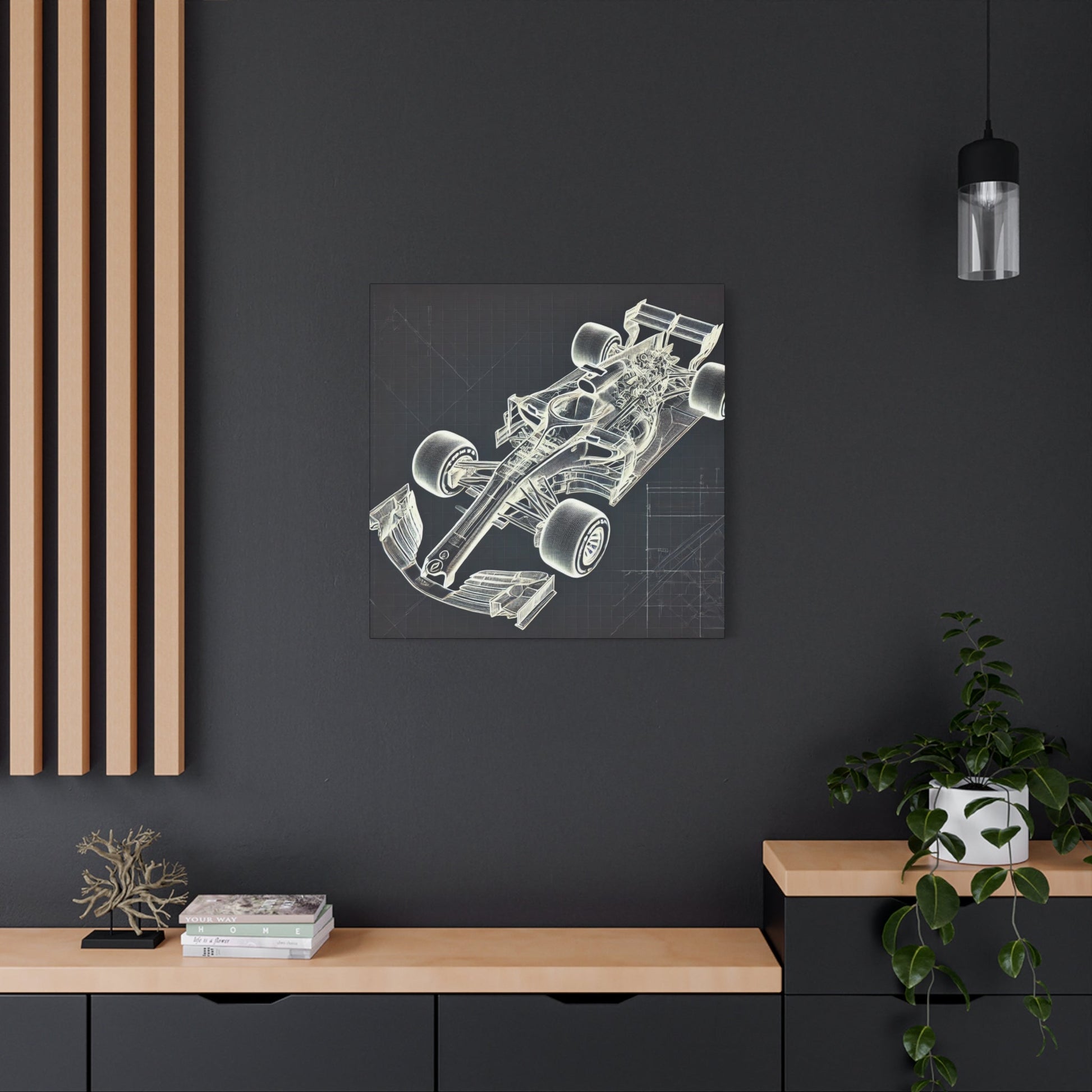 🏁 Blueprint Racer Canvas Print – Formula 1 Engineering Art | Motorsport Wall Decor - BTS Canvas