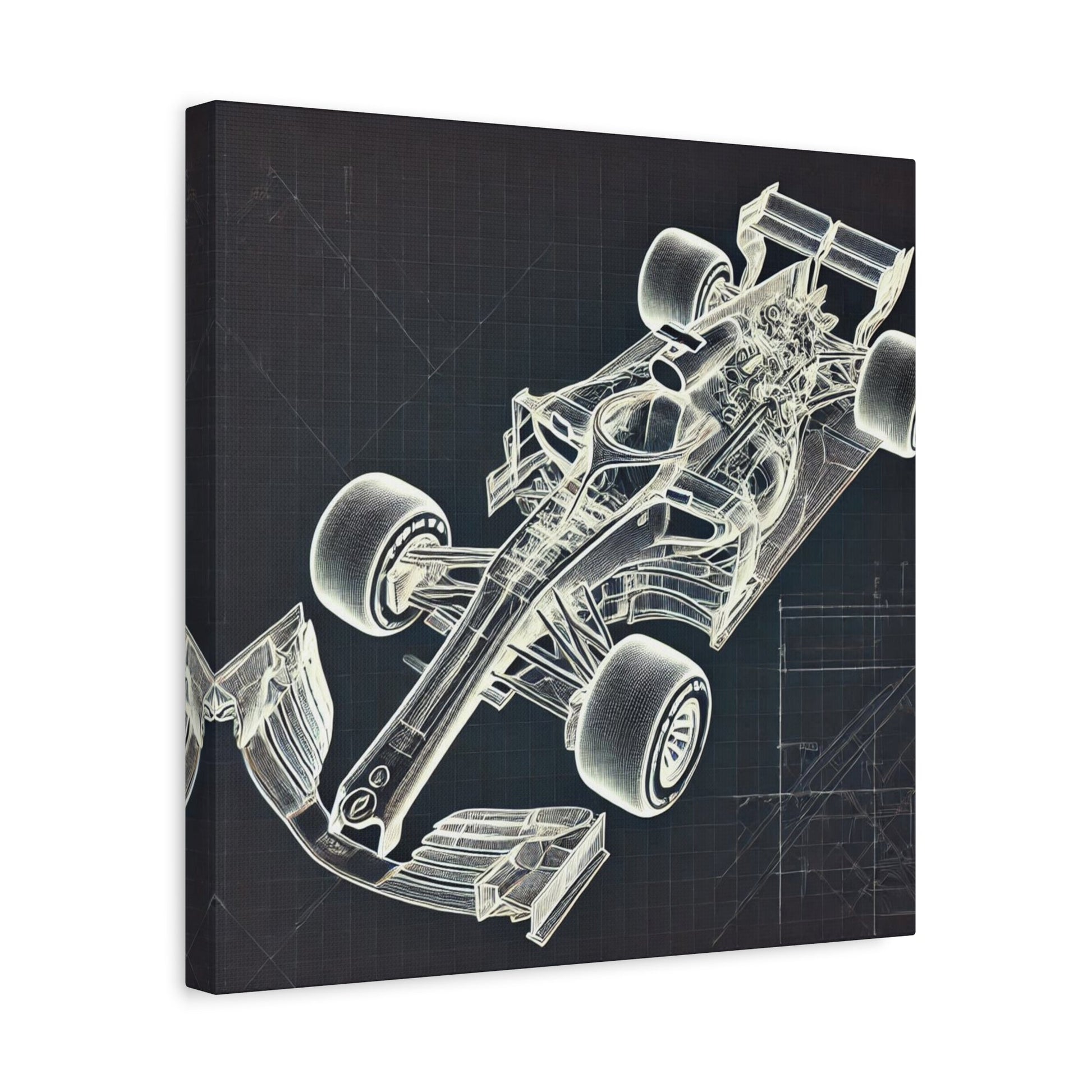 🏁 Blueprint Racer Canvas Print – Formula 1 Engineering Art | Motorsport Wall Decor - BTS Canvas