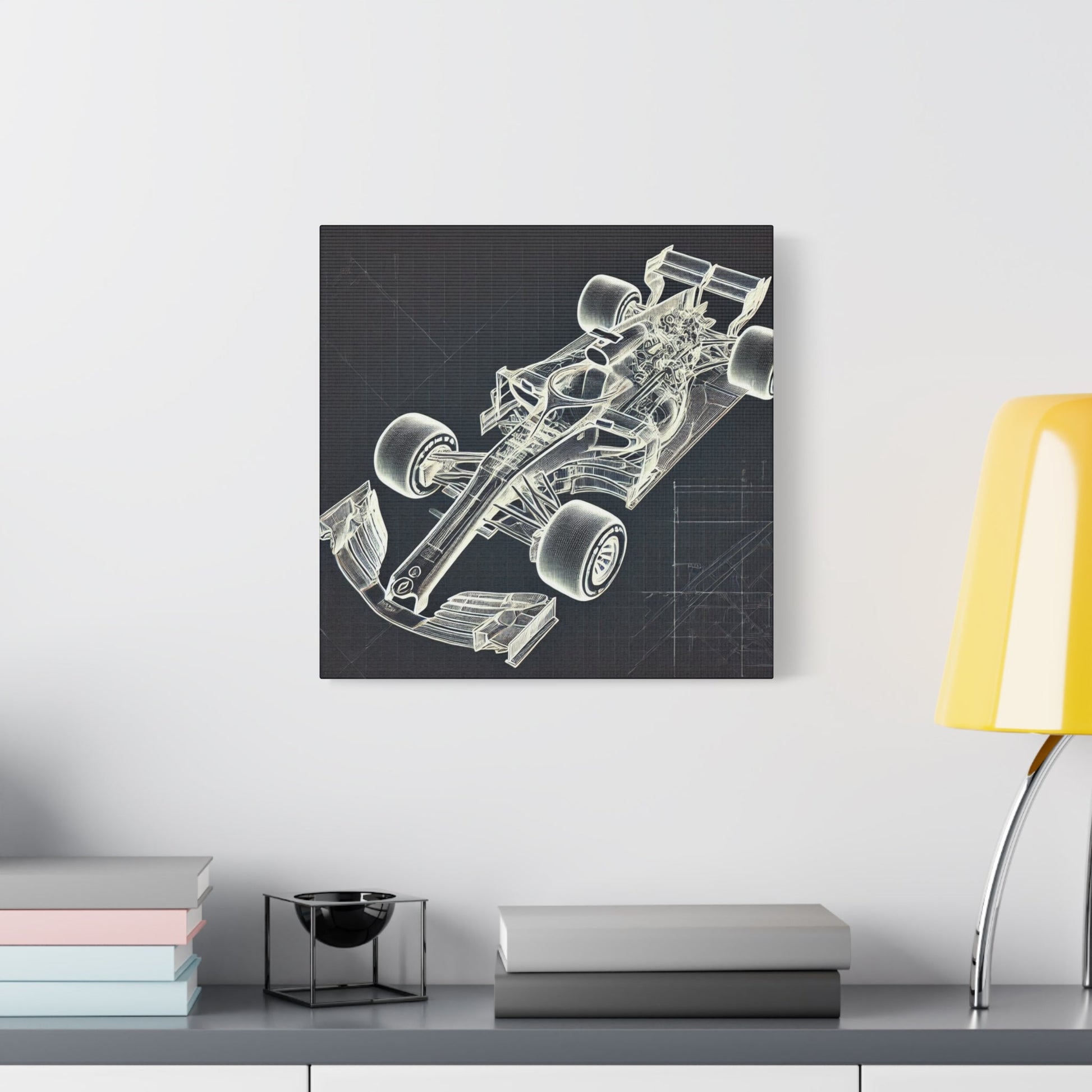 🏁 Blueprint Racer Canvas Print – Formula 1 Engineering Art | Motorsport Wall Decor - BTS Canvas