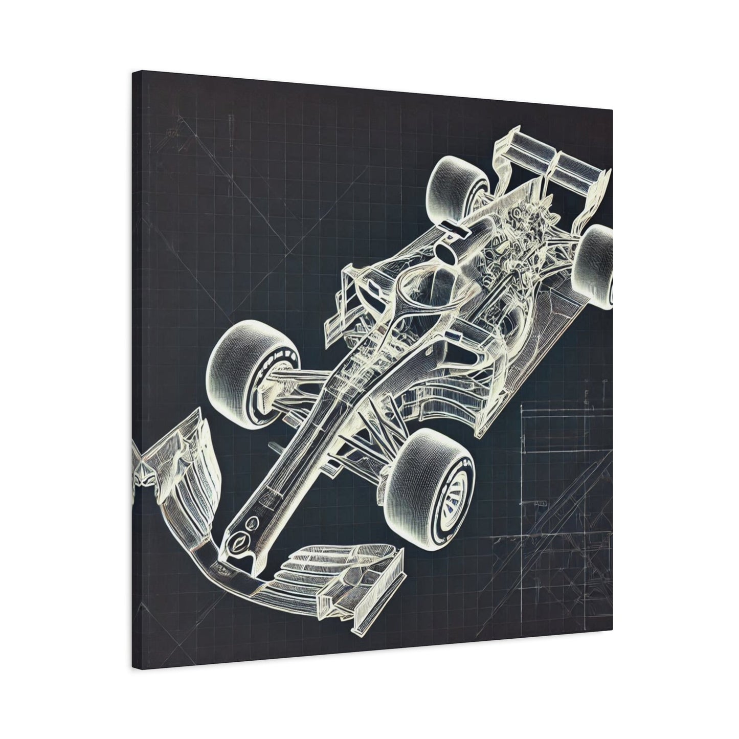 🏁 Blueprint Racer Canvas Print – Formula 1 Engineering Art | Motorsport Wall Decor - BTS Canvas