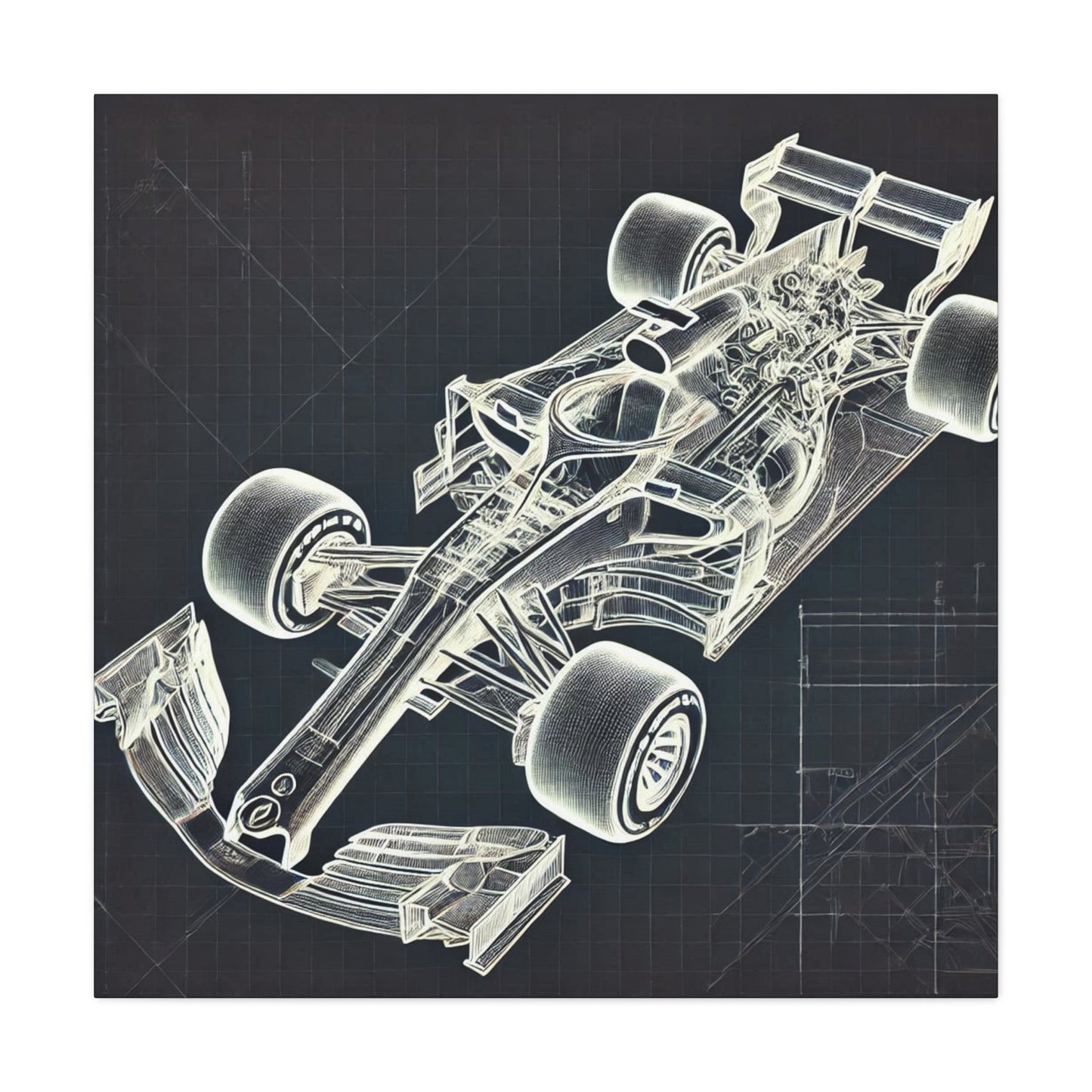 🏁 Blueprint Racer Canvas Print – Formula 1 Engineering Art | Motorsport Wall Decor - BTS Canvas