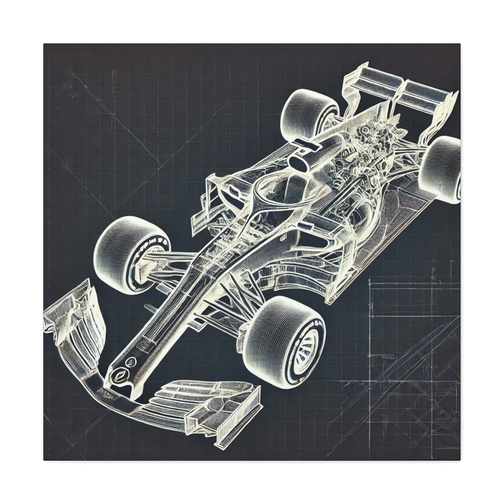 🏁 Blueprint Racer Canvas Print – Formula 1 Engineering Art | Motorsport Wall Decor - BTS Canvas