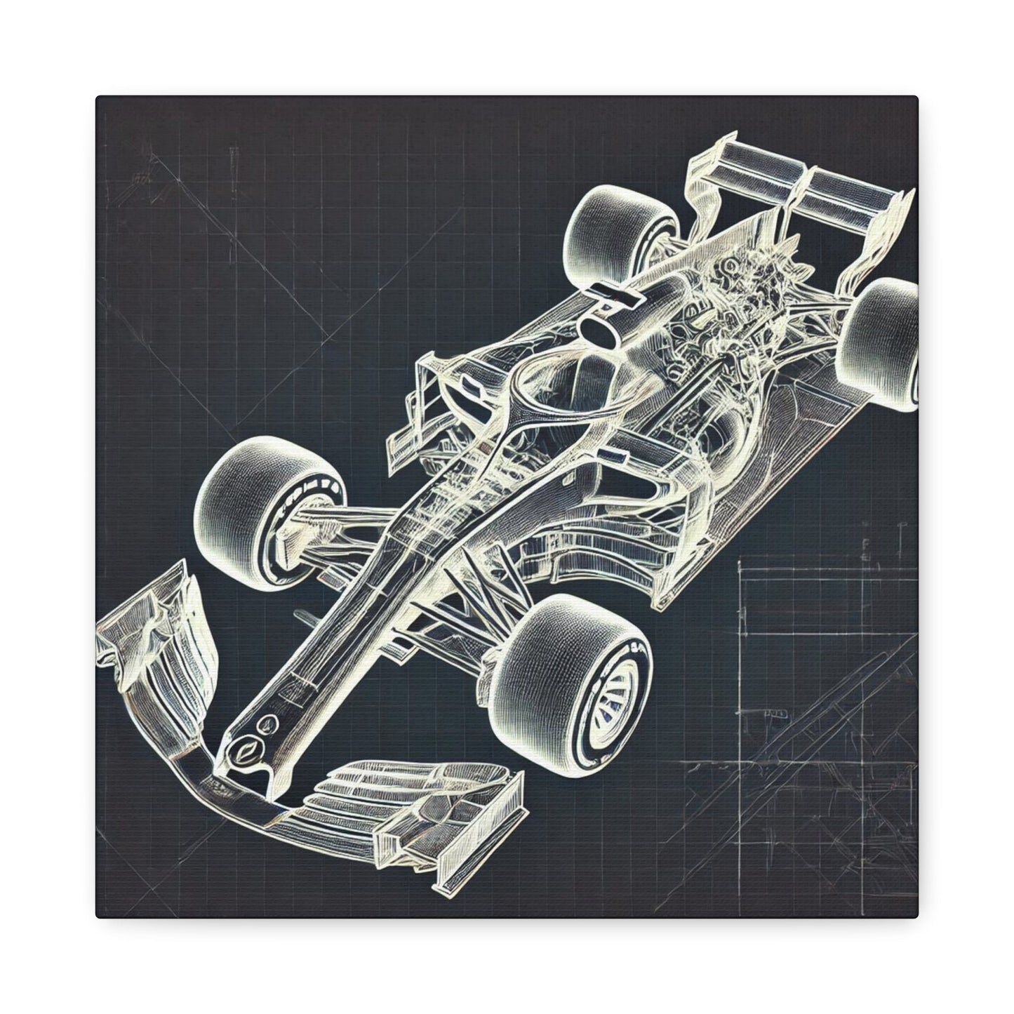 🏁 Blueprint Racer Canvas Print – Formula 1 Engineering Art | Motorsport Wall Decor - BTS Canvas