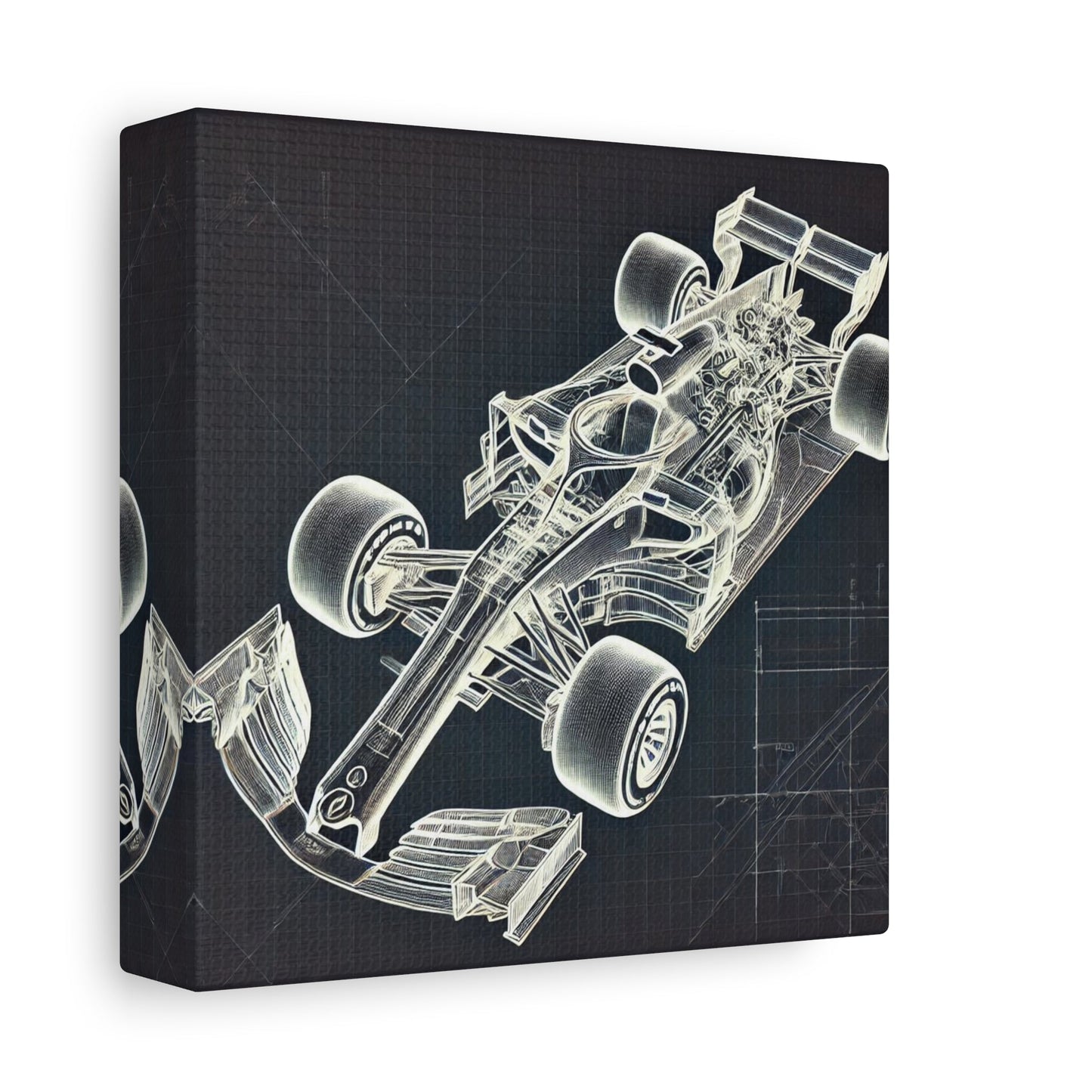 🏁 Blueprint Racer Canvas Print – Formula 1 Engineering Art | Motorsport Wall Decor - BTS Canvas