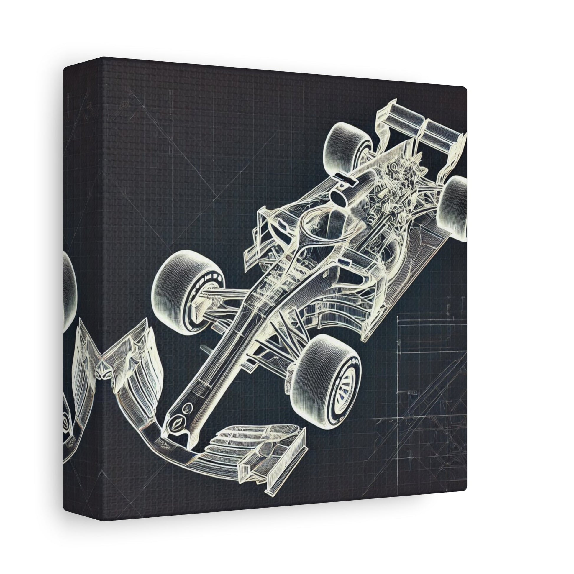 🏁 Blueprint Racer Canvas Print – Formula 1 Engineering Art | Motorsport Wall Decor - BTS Canvas