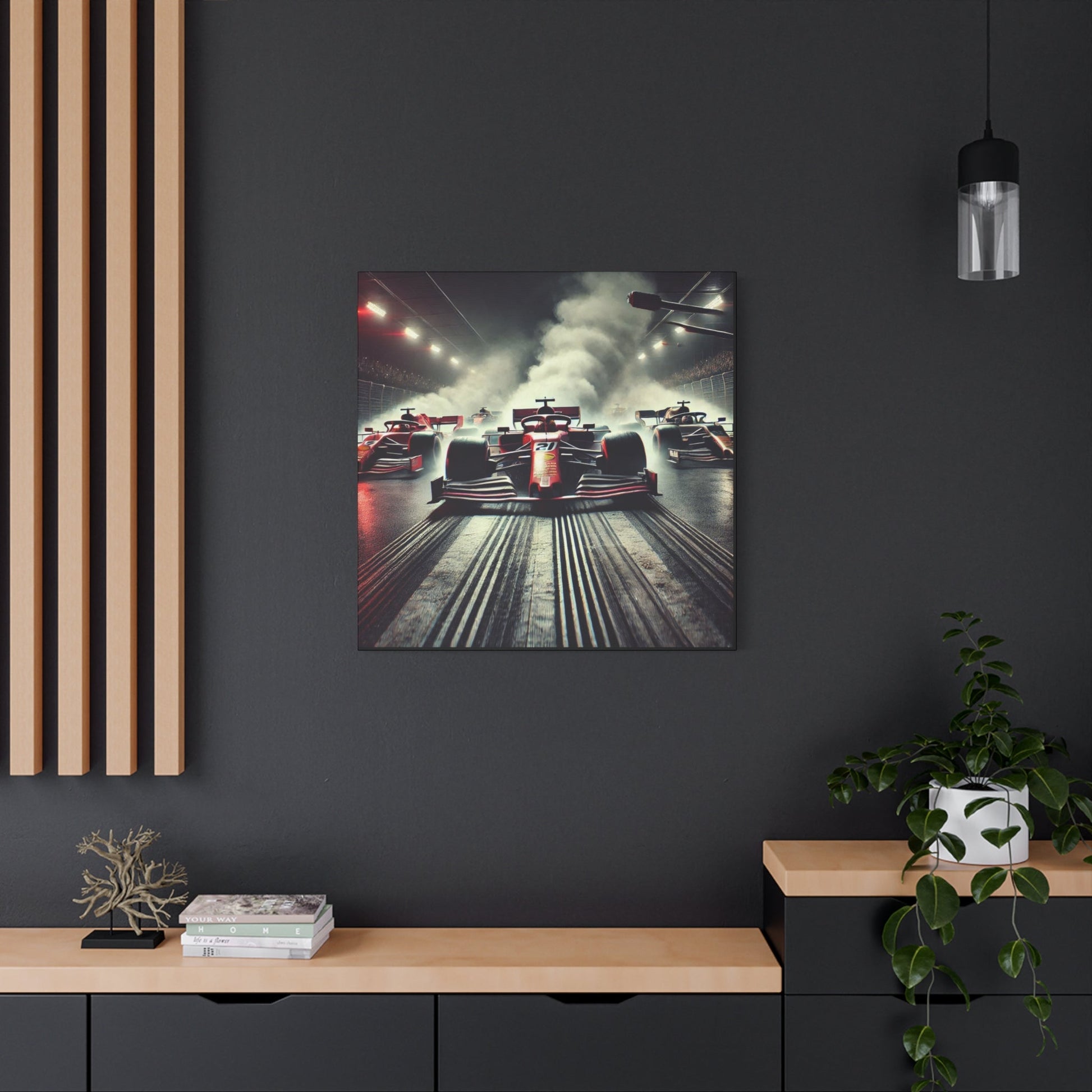 🏁 Burnout Legends Canvas Print – Formula 1 Race Cars with Smoke Effect | High - Speed Wall Art - BTS Canvas