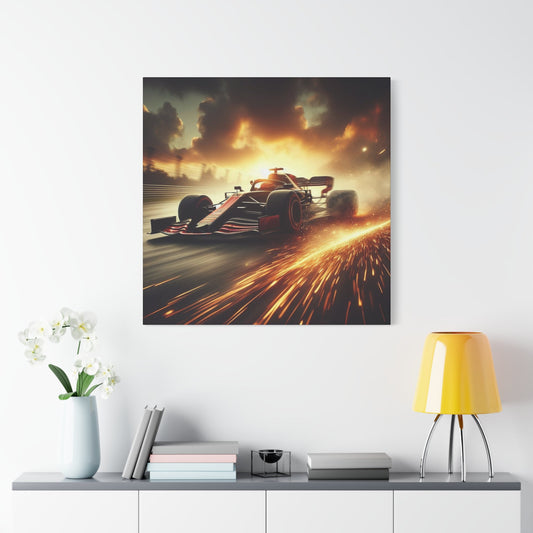 🏁 Golden Drift Canvas Print – Formula 1 Racing Sparks Art | High - Speed Wall Decor - BTS Canvas