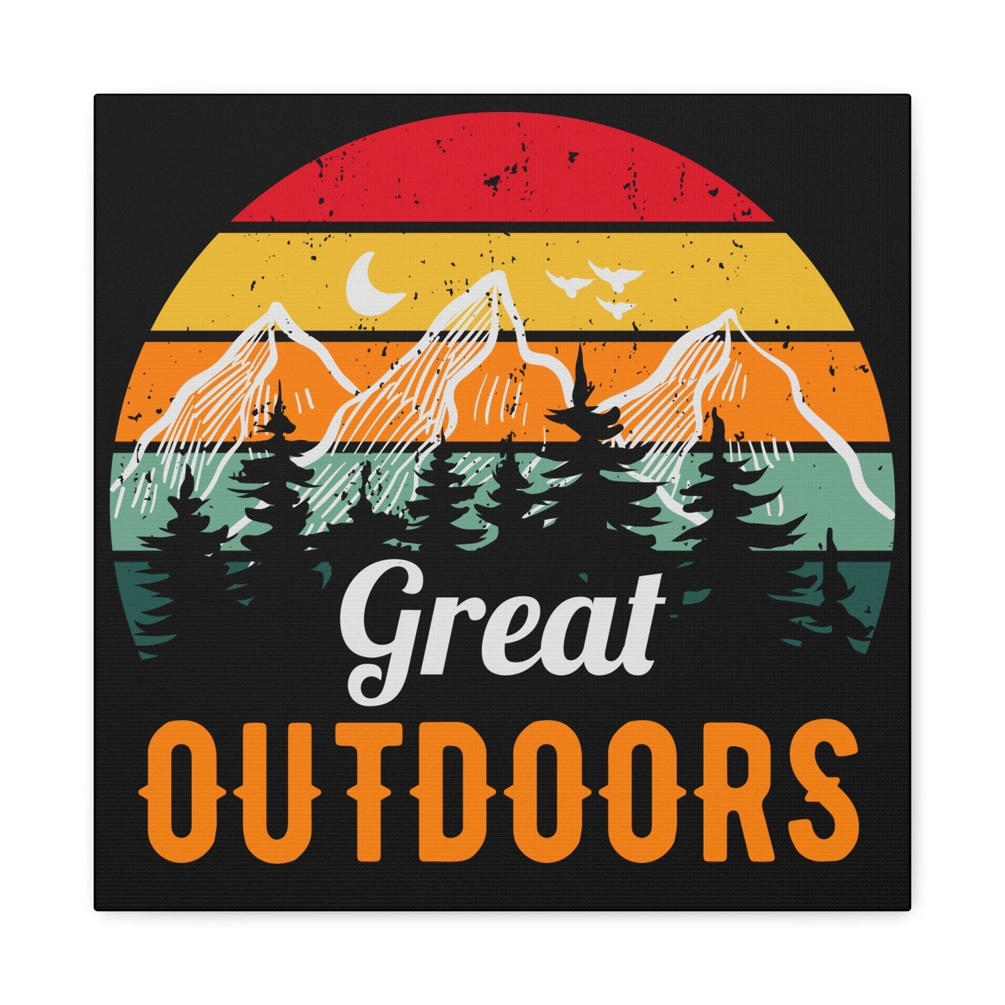 Great Outdoors Retro Mountain – Matte Canvas Wall Art - BTS Canvas