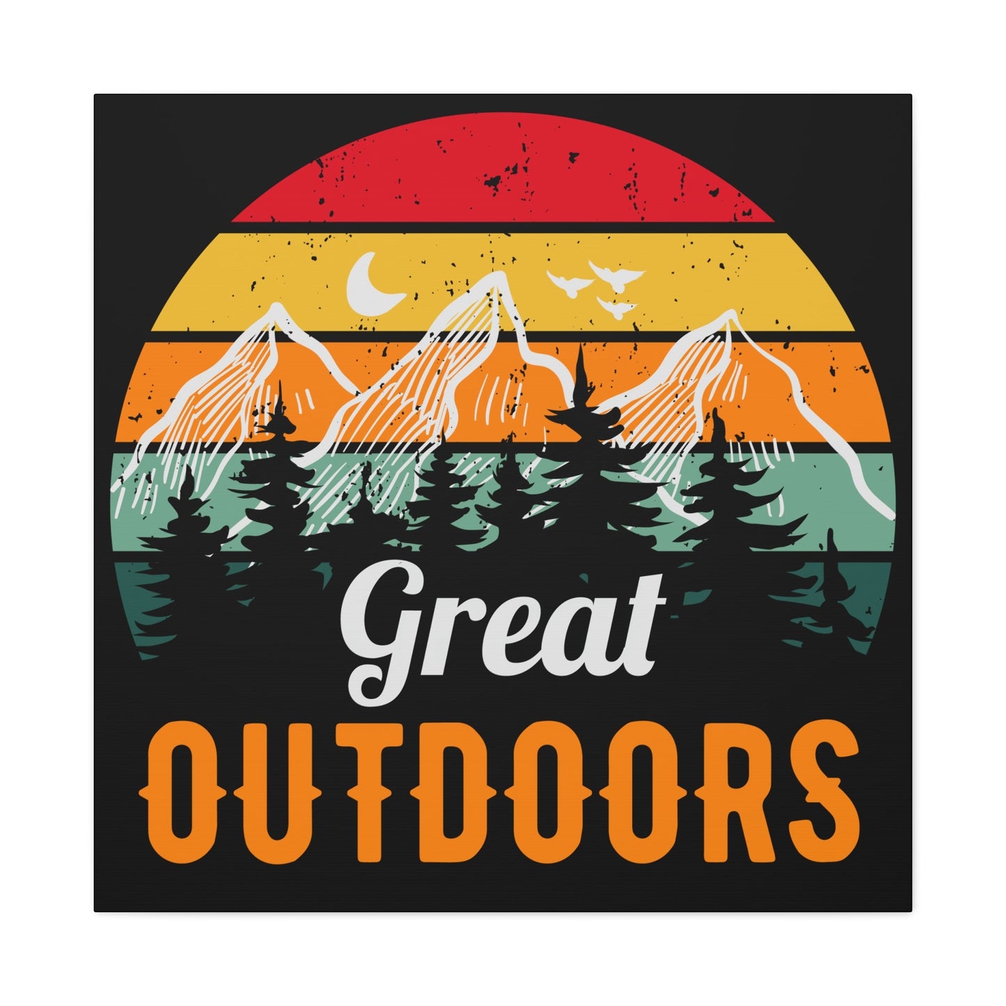 Great Outdoors Retro Mountain – Matte Canvas Wall Art - BTS Canvas