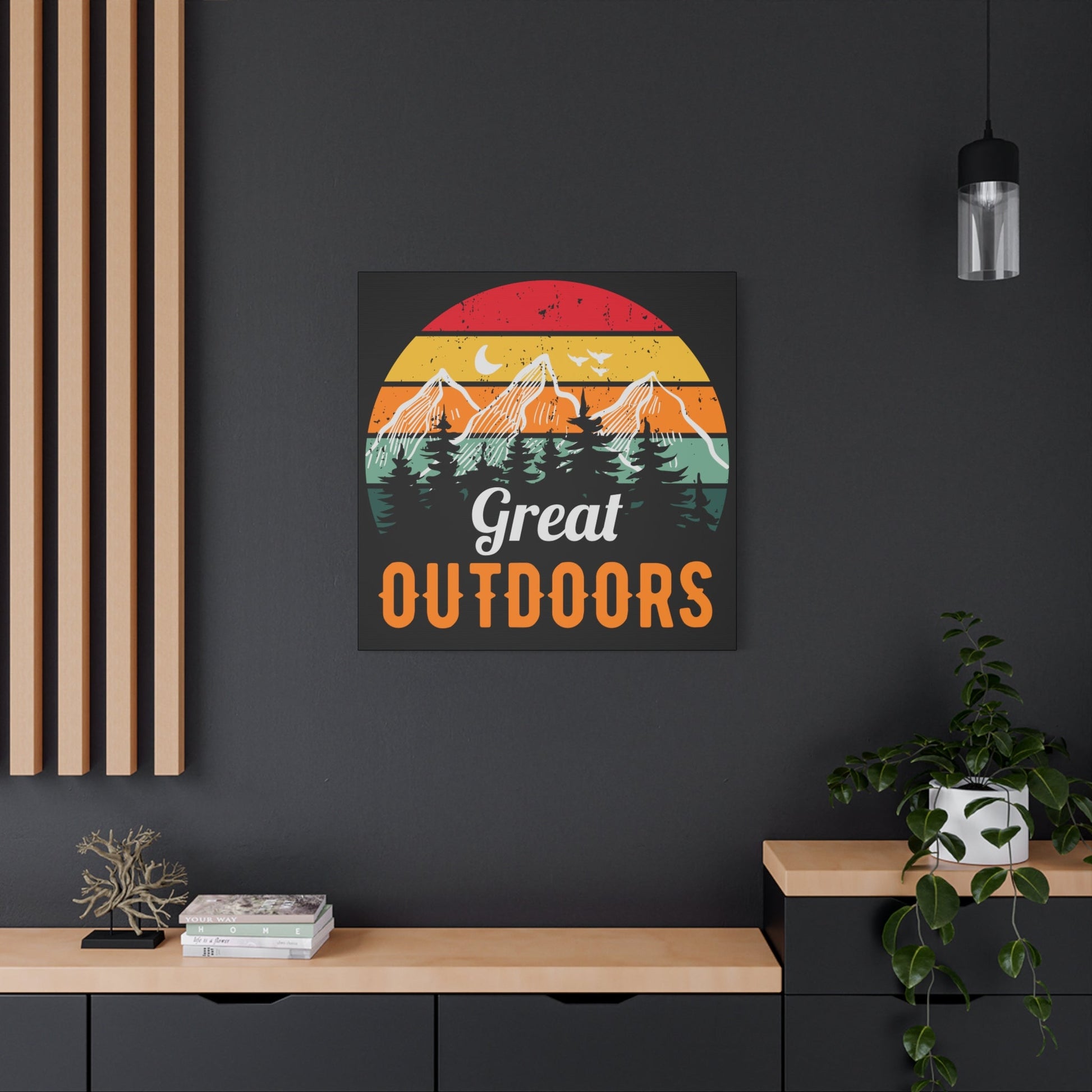 Great Outdoors Retro Mountain – Matte Canvas Wall Art - BTS Canvas