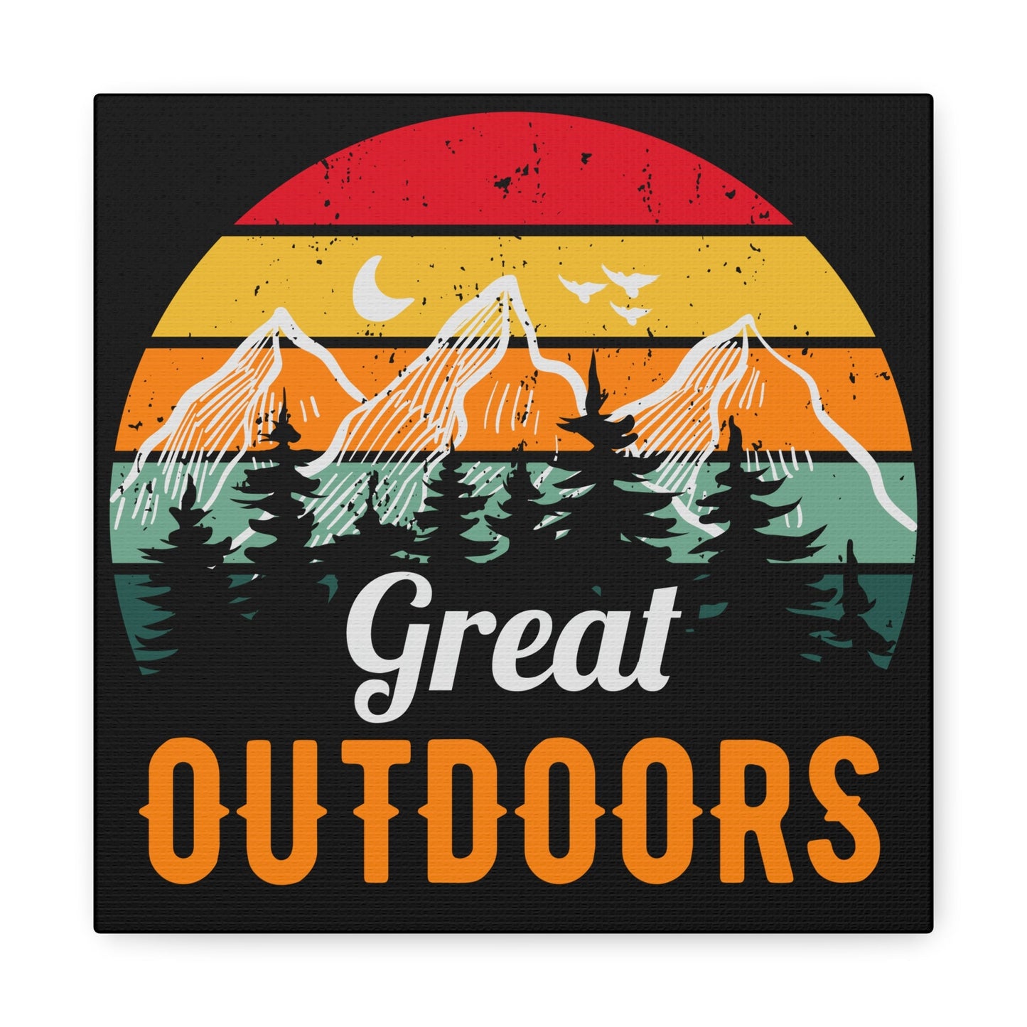 Great Outdoors Retro Mountain – Matte Canvas Wall Art - BTS Canvas