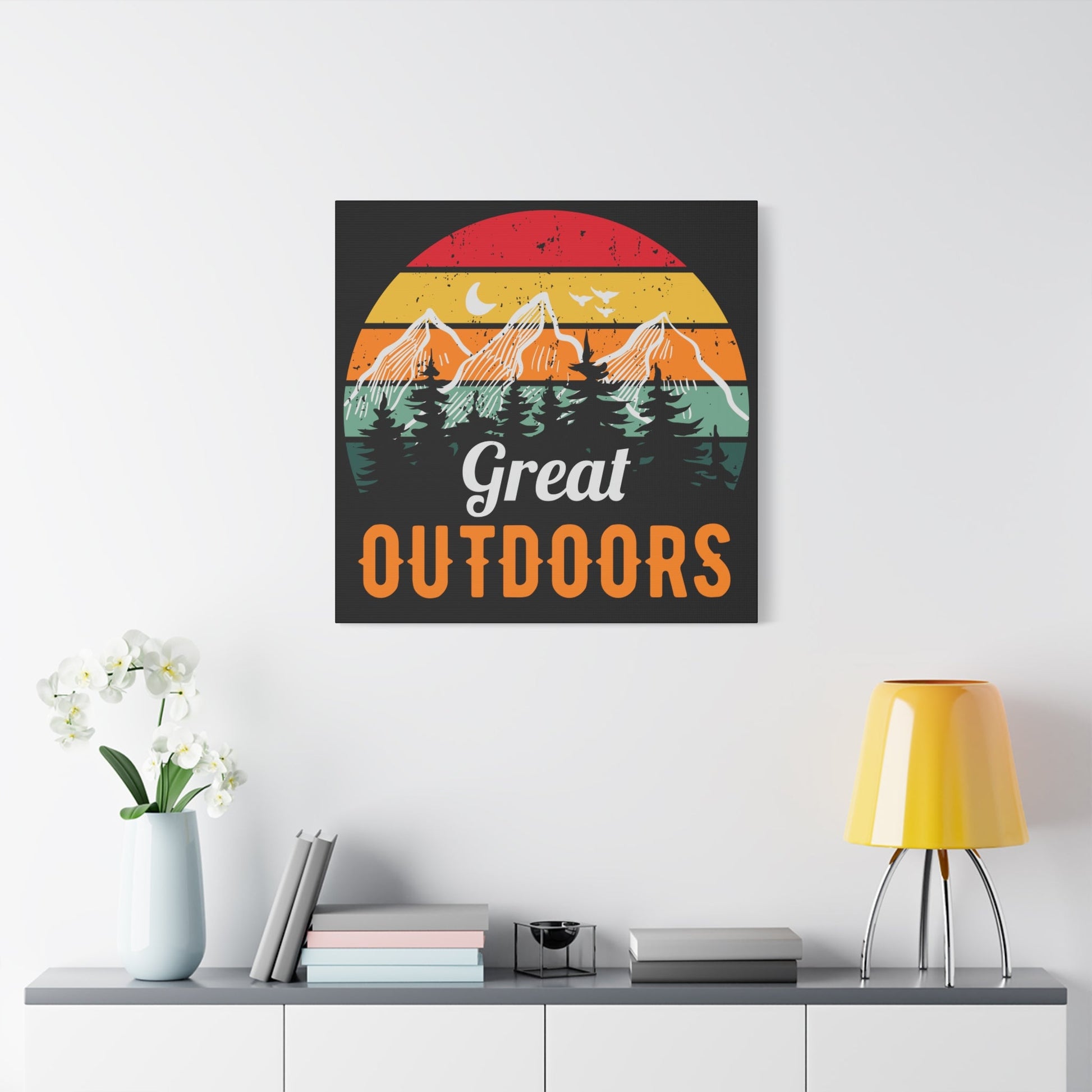 Great Outdoors Retro Mountain – Matte Canvas Wall Art - BTS Canvas