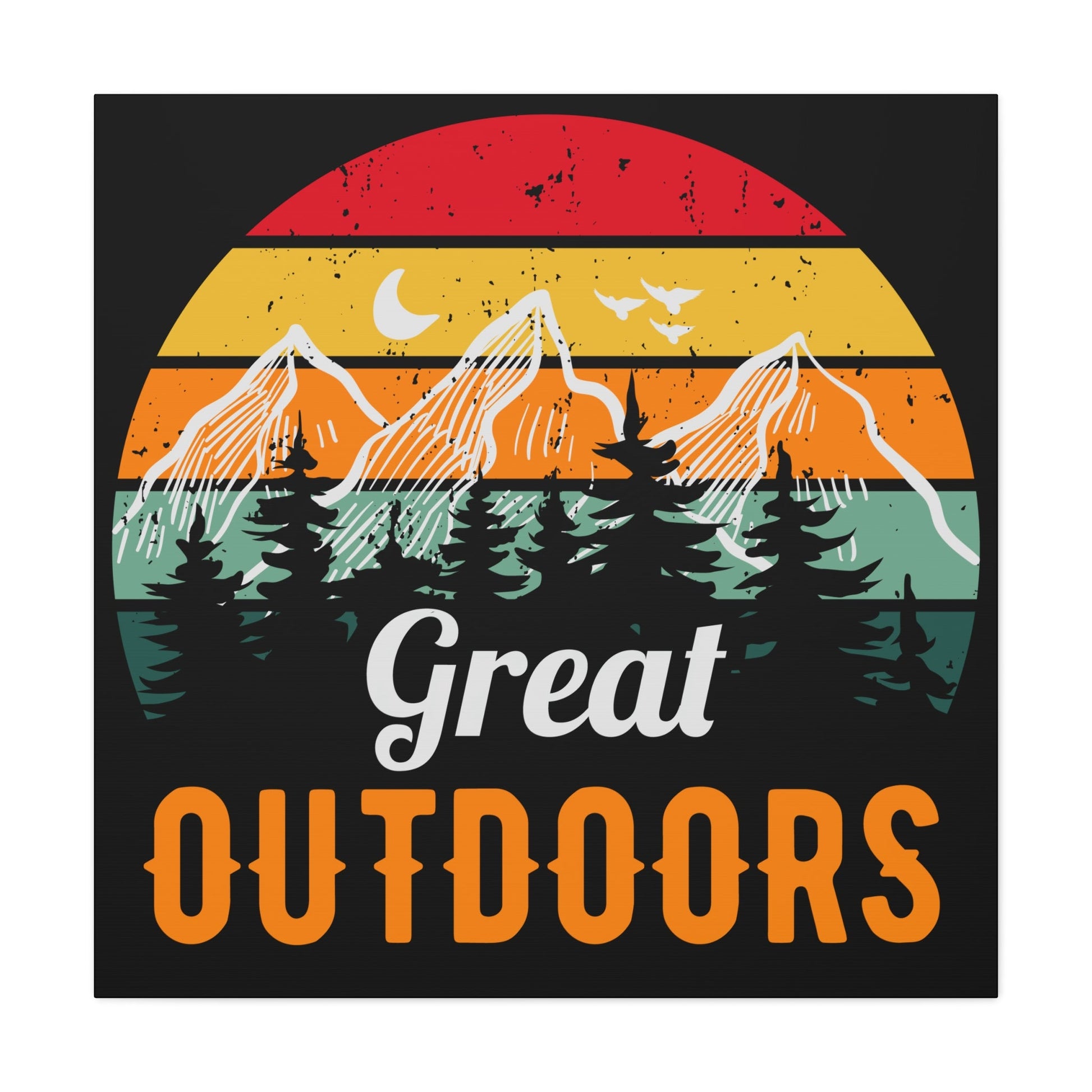 Great Outdoors Retro Mountain – Matte Canvas Wall Art - BTS Canvas