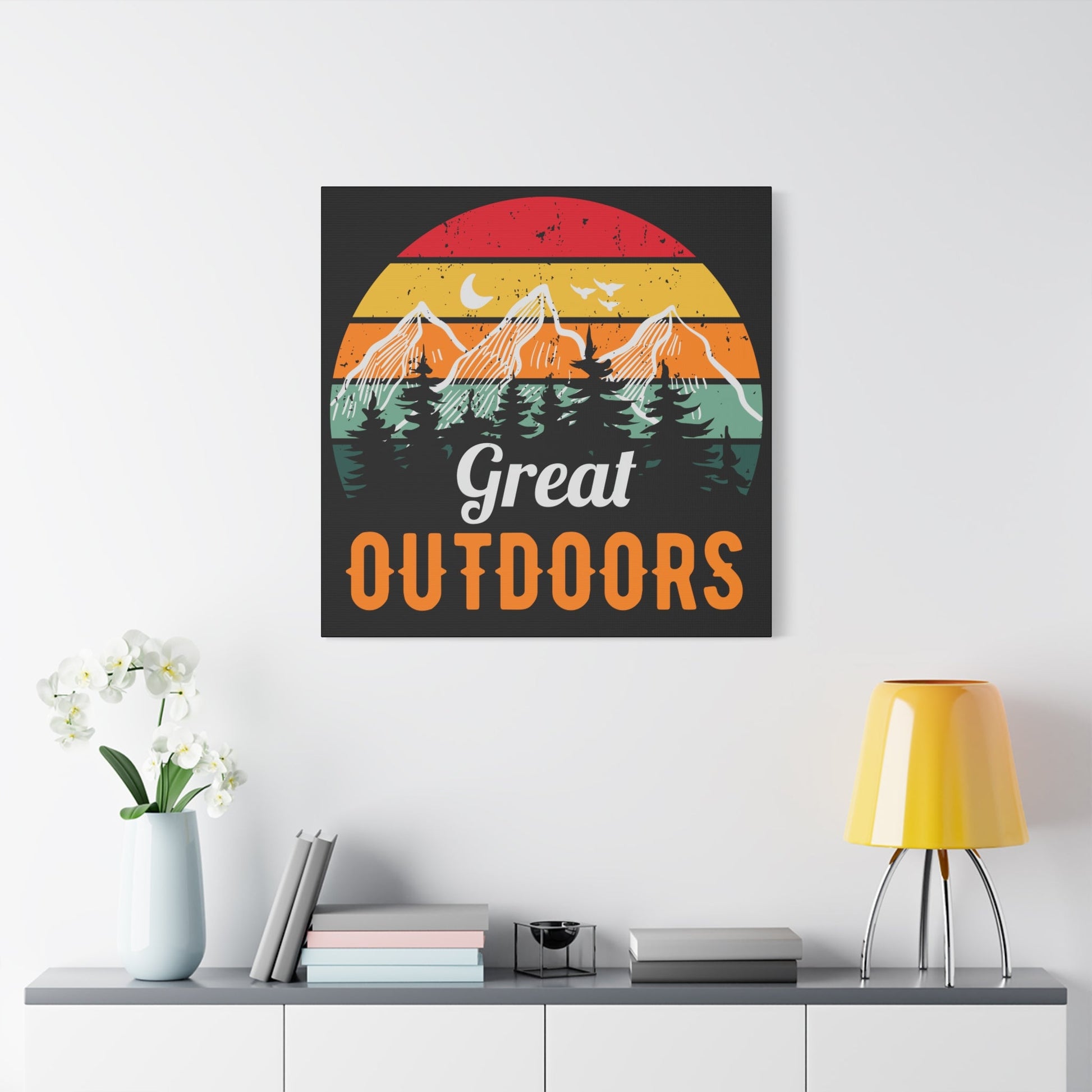Great Outdoors Retro Mountain – Matte Canvas Wall Art - BTS Canvas