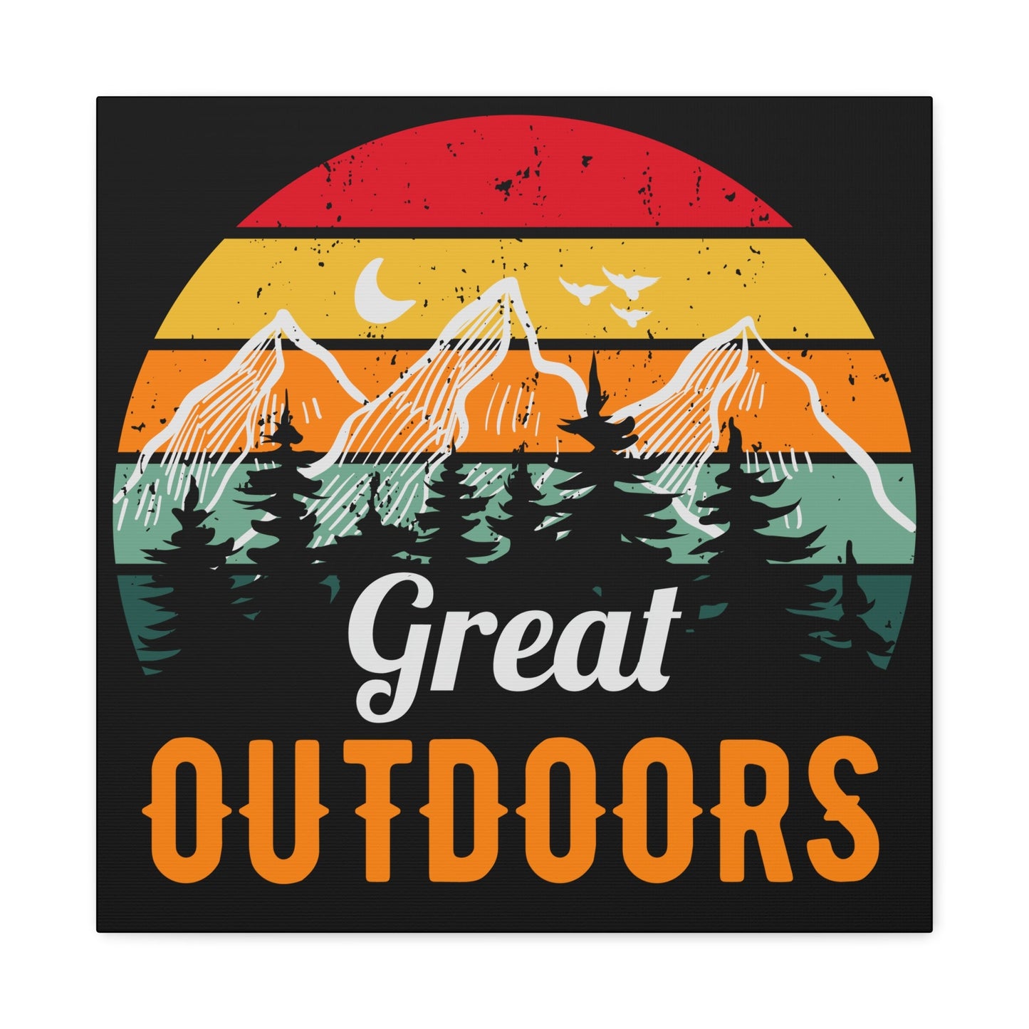 Great Outdoors Retro Mountain – Matte Canvas Wall Art - BTS Canvas