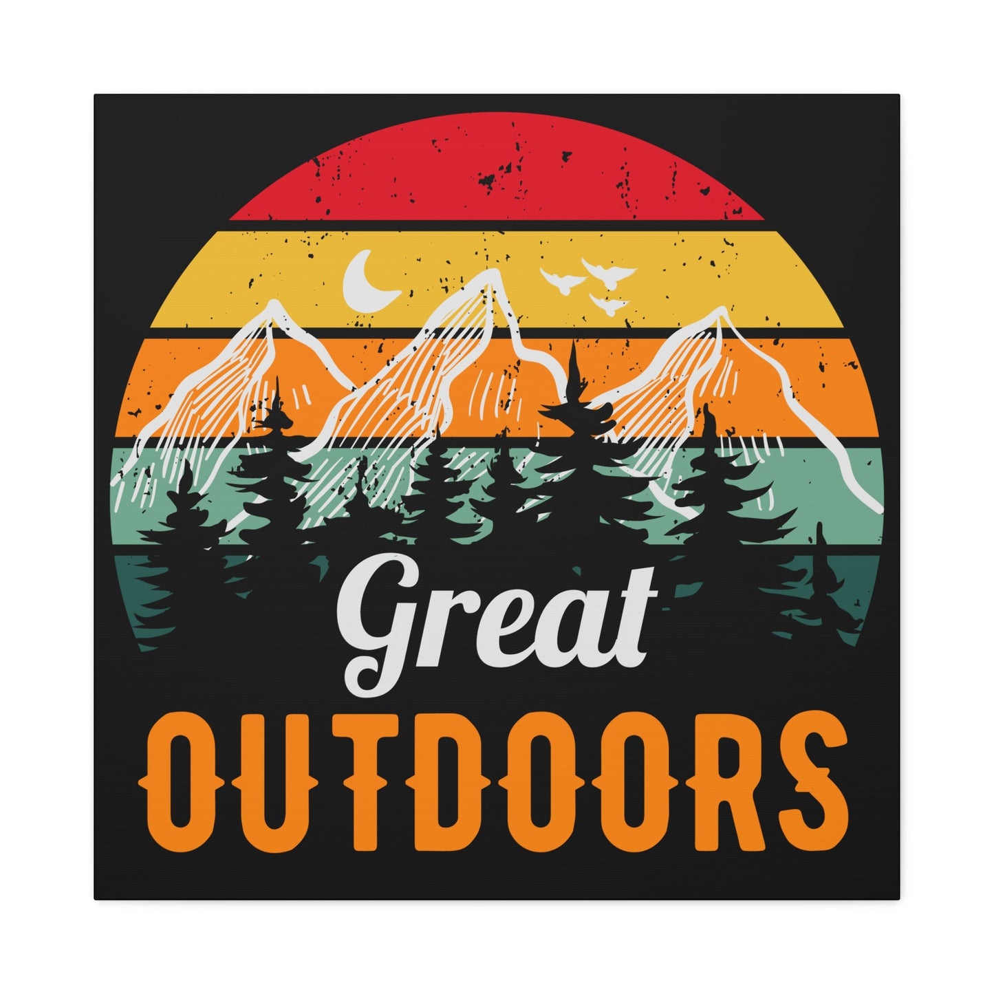 Great Outdoors Retro Mountain – Matte Canvas Wall Art - BTS Canvas