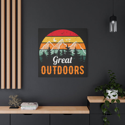 Great Outdoors Retro Mountain – Matte Canvas Wall Art - BTS Canvas