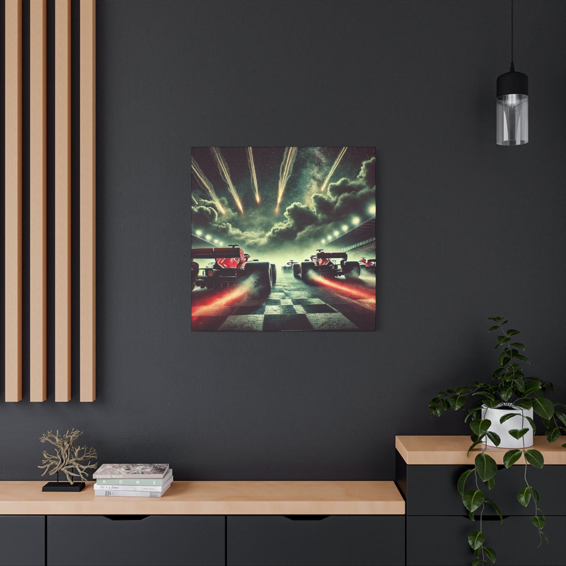 🏁 Meteor Rush Canvas Print – Formula 1 Racing Under Stars | Motorsport Wall Art - BTS Canvas