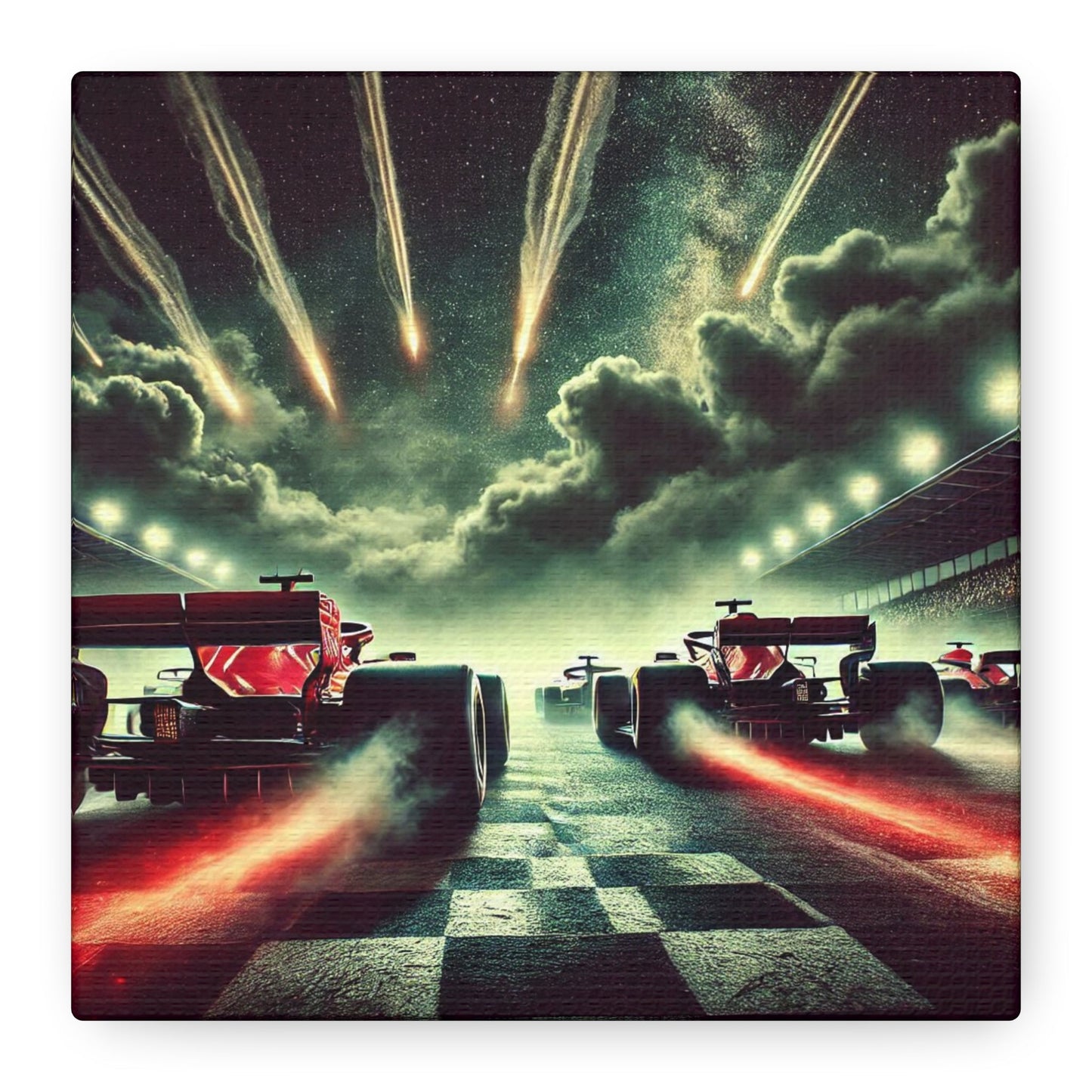 🏁 Meteor Rush Canvas Print – Formula 1 Racing Under Stars | Motorsport Wall Art - BTS Canvas
