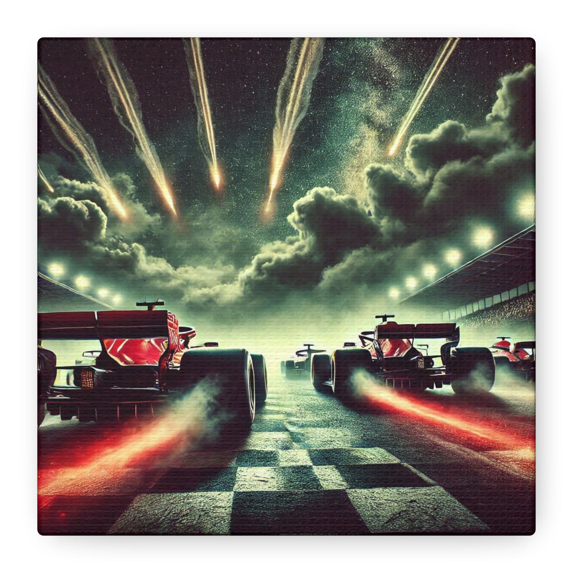 🏁 Meteor Rush Canvas Print – Formula 1 Racing Under Stars | Motorsport Wall Art - BTS Canvas