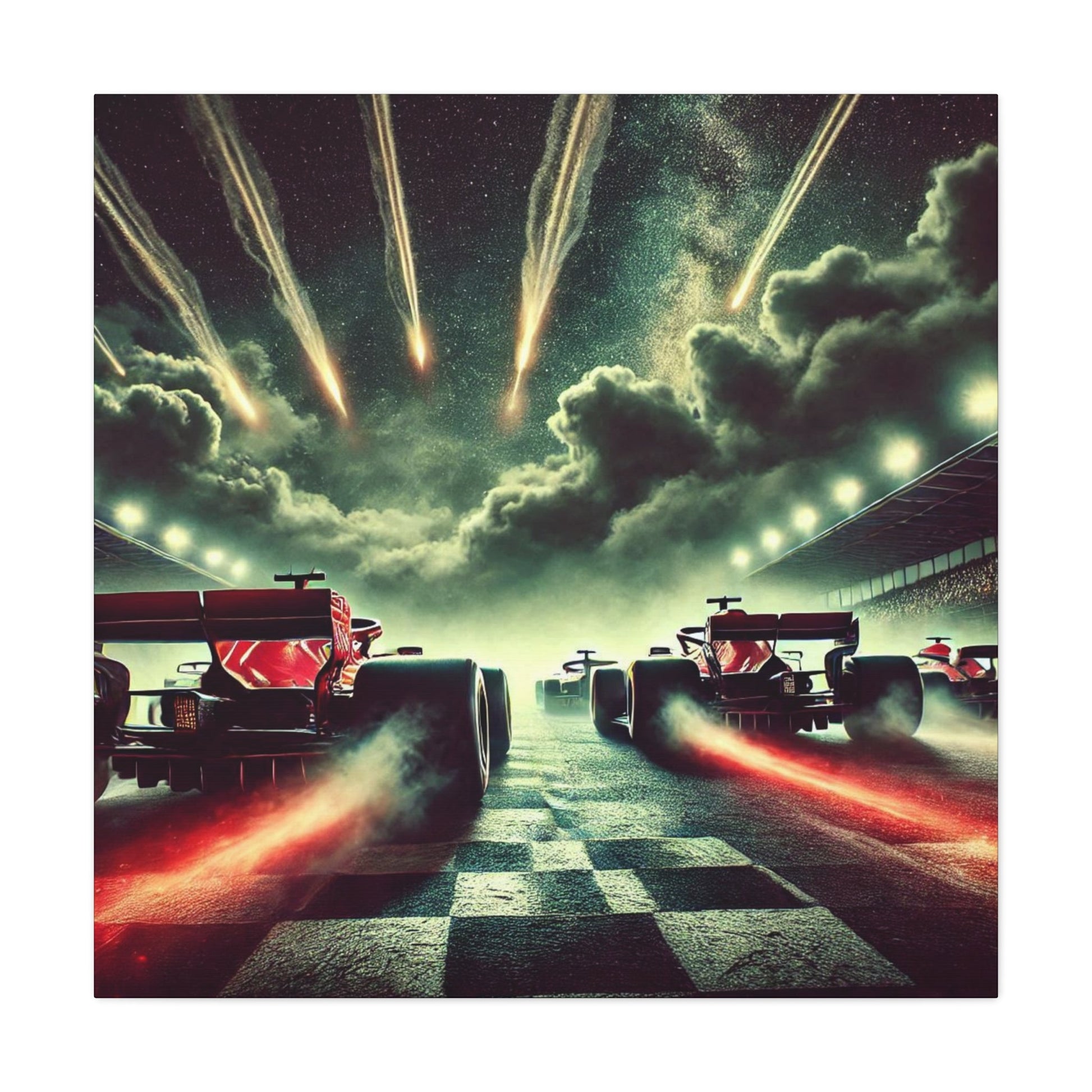 🏁 Meteor Rush Canvas Print – Formula 1 Racing Under Stars | Motorsport Wall Art - BTS Canvas