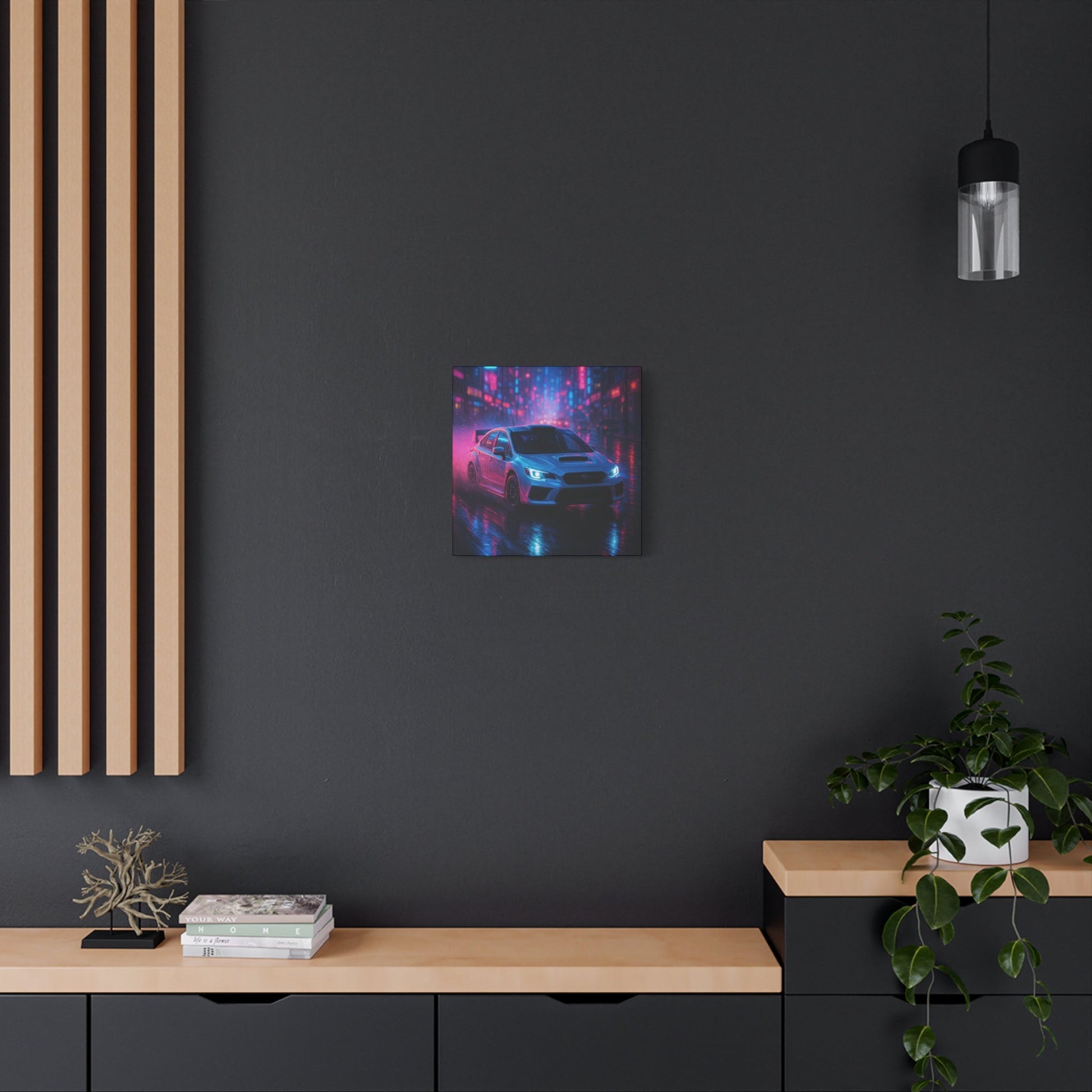 Neon Drift Canvas Print – Subaru WRX STI Urban Racing Art | Night City Wall Decor - BTS Canvas