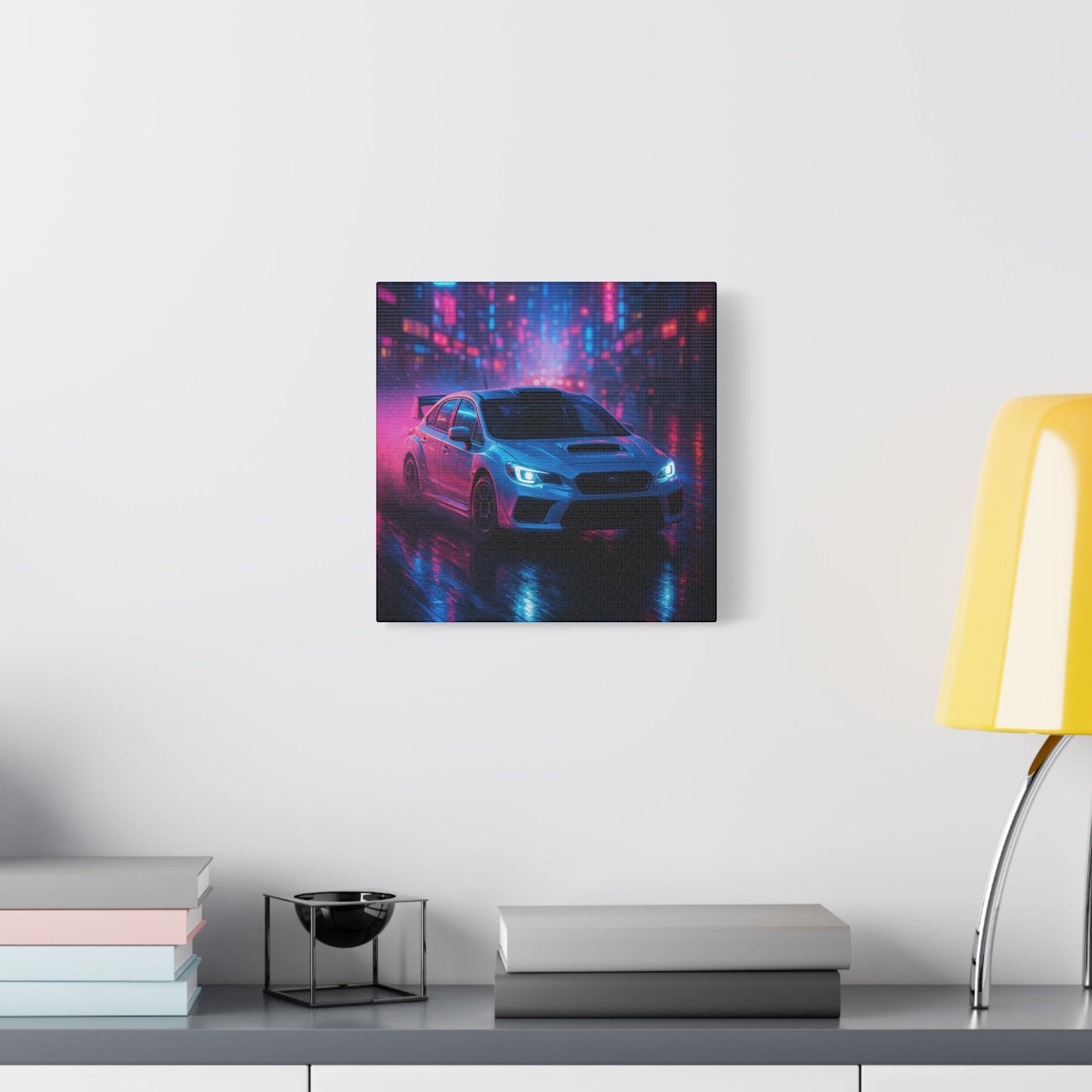 Neon Drift Canvas Print – Subaru WRX STI Urban Racing Art | Night City Wall Decor - BTS Canvas